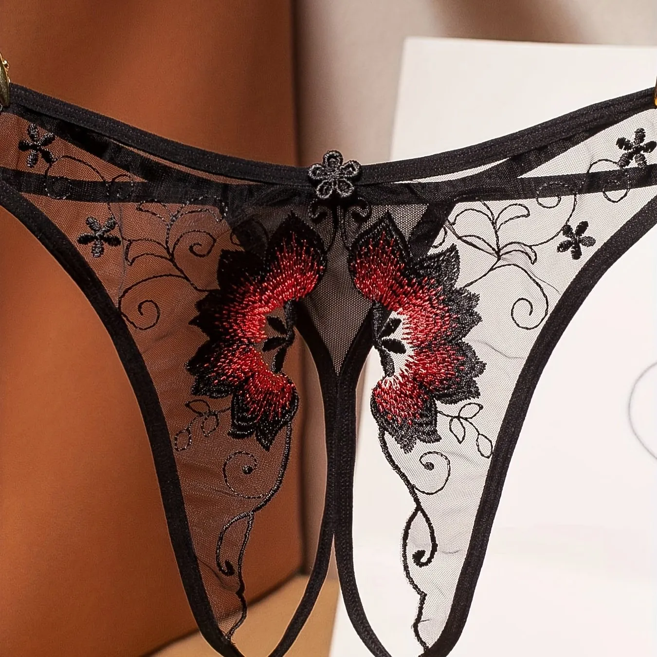 Flirty Floral Embroidered Sheer Thongs  Ultimate Seductive Lingerie