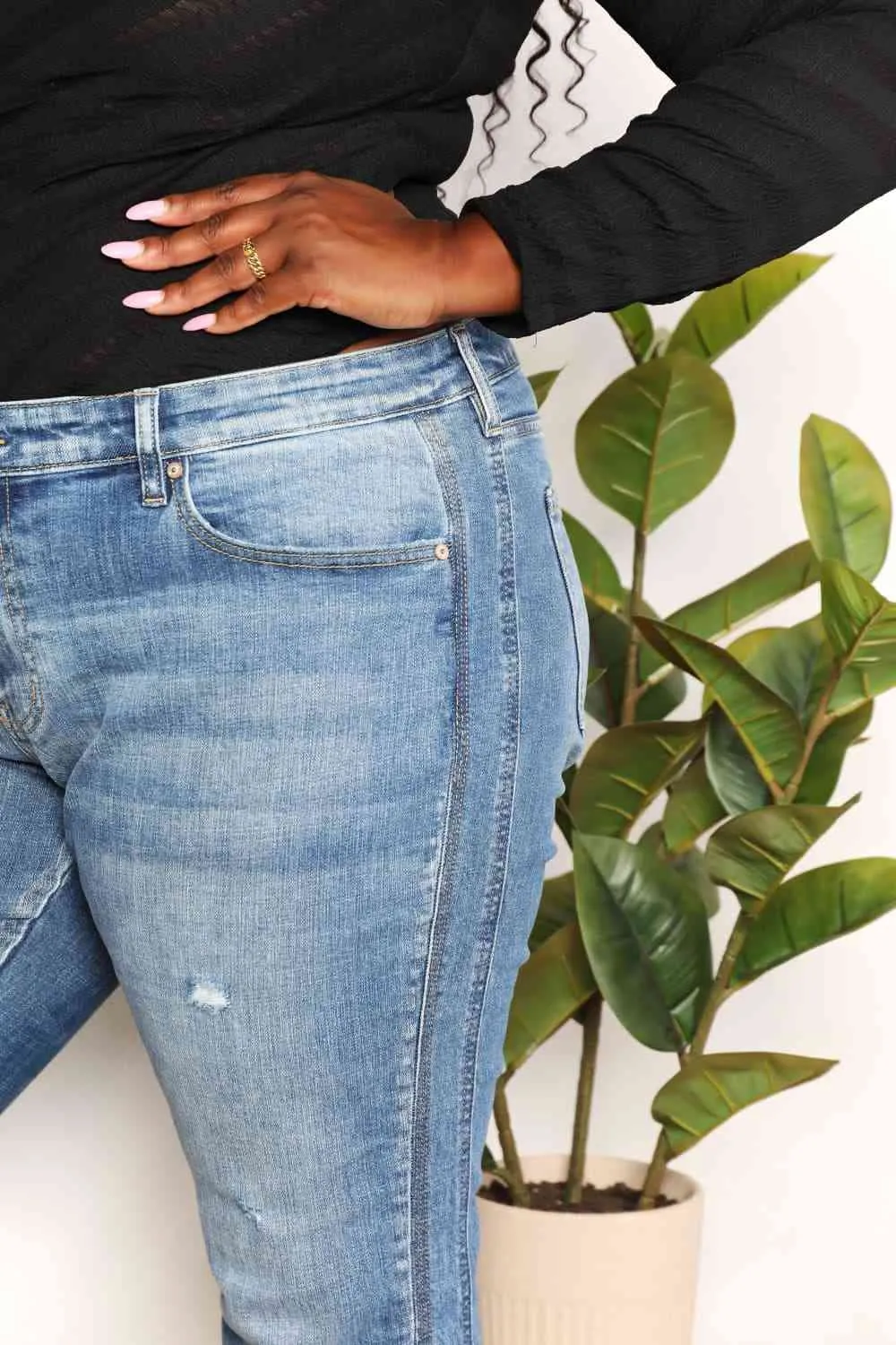 Full Size Mid Rise Slim Boyfriend Jeans