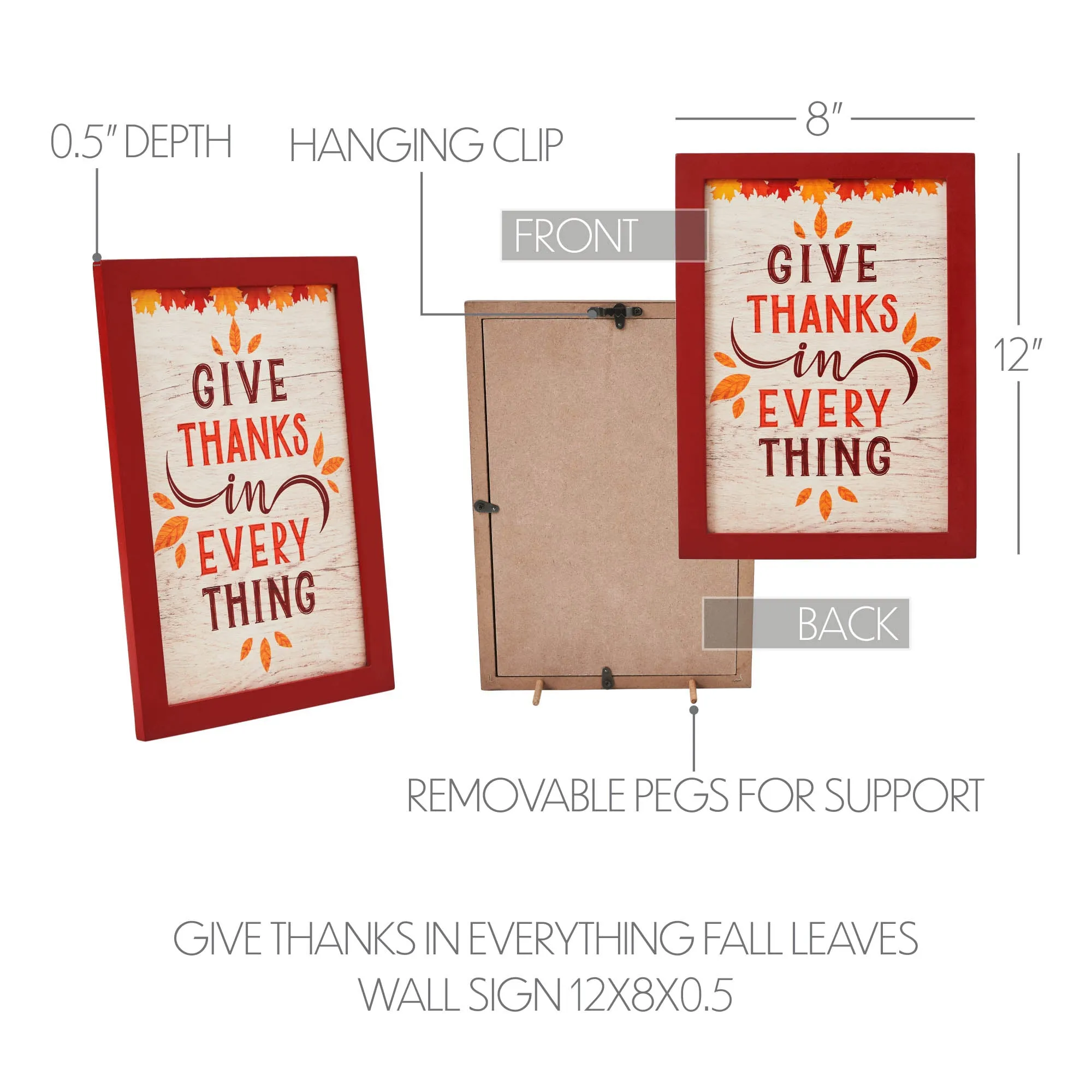 Give Thanks In Everything Fall Leaves Wall Sign 12x8