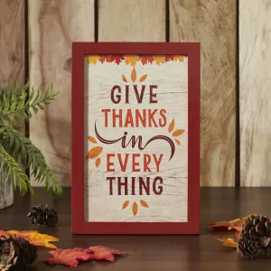 Give Thanks In Everything Fall Leaves Wall Sign 12x8