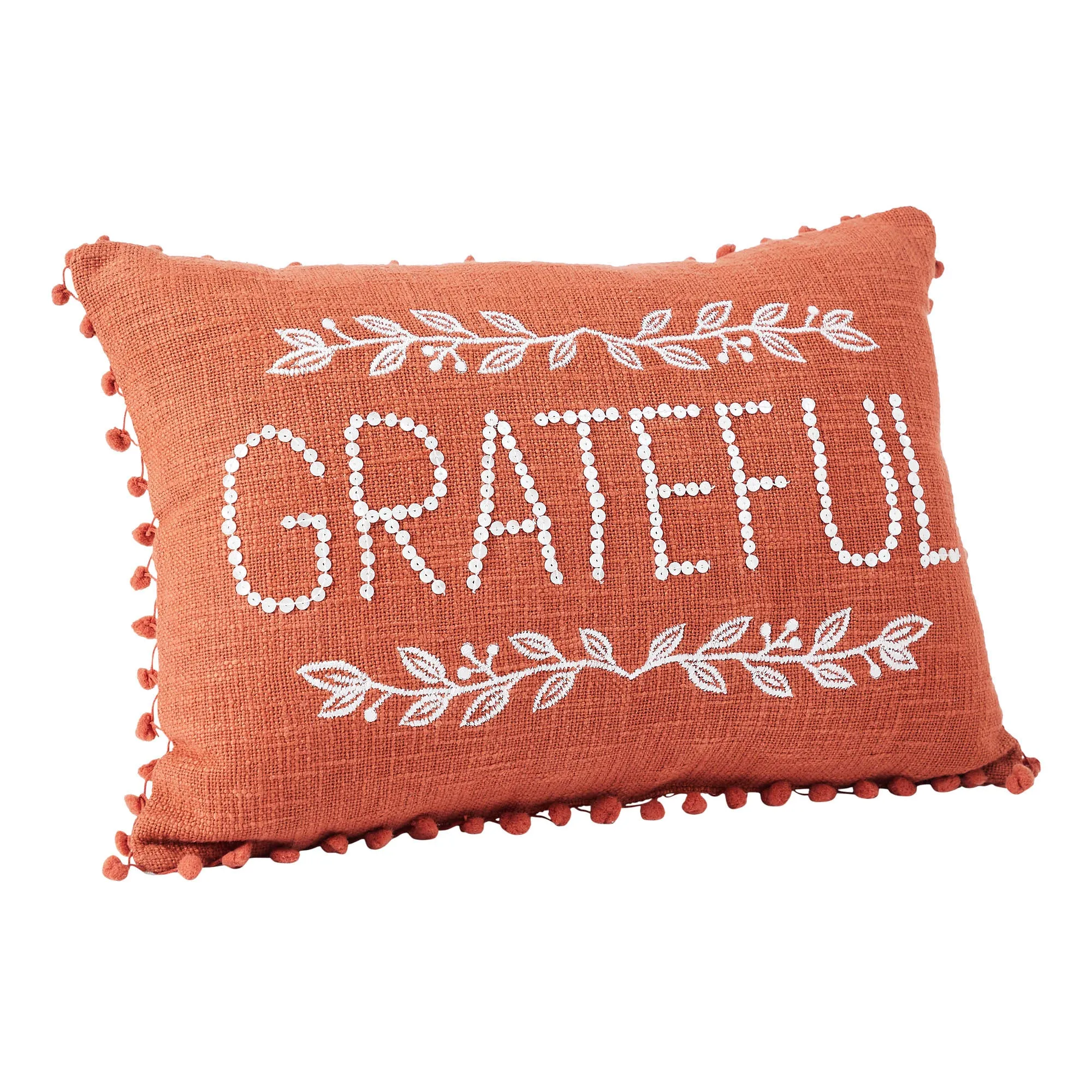 Grateful Pom Pom Pillow 14x20