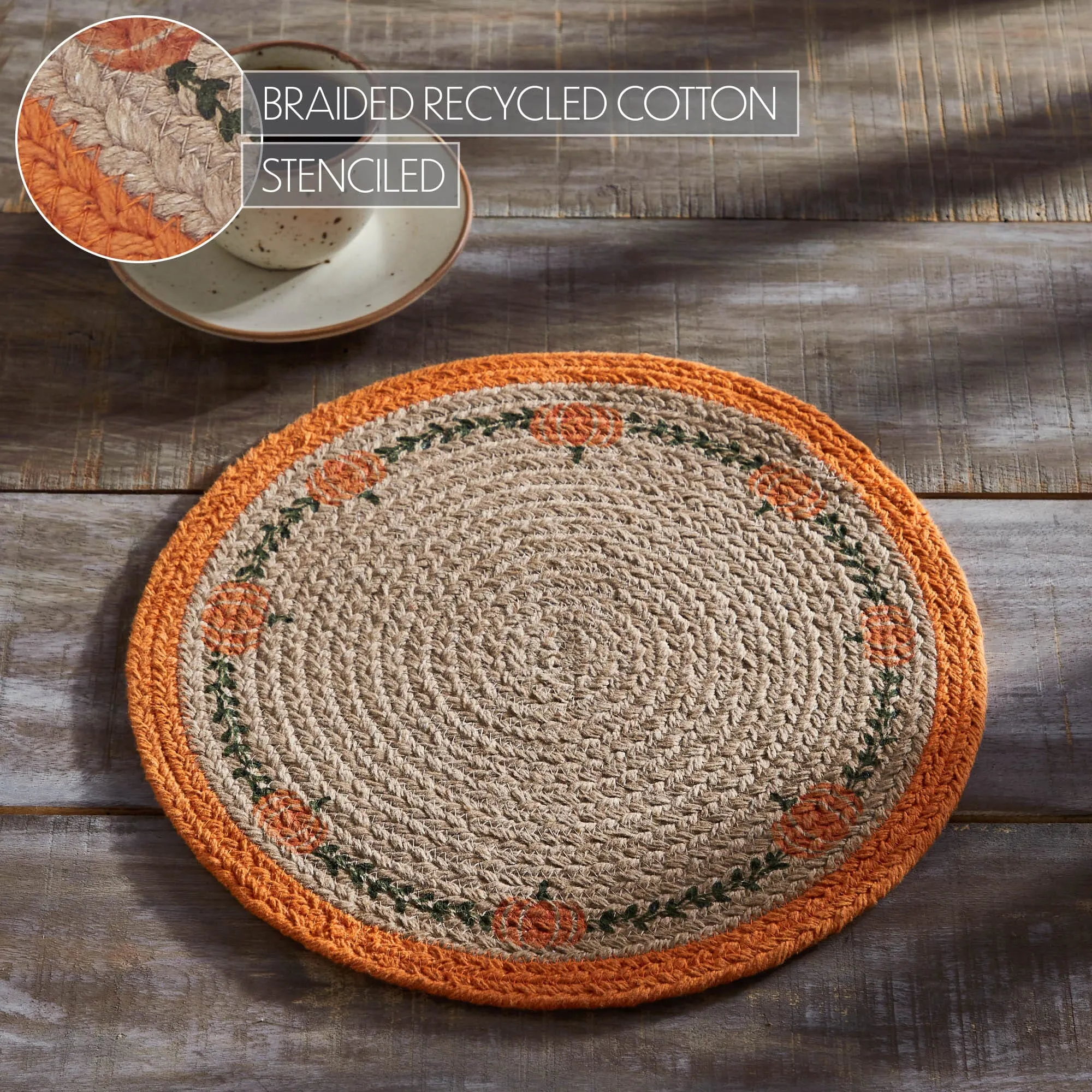 Harvest Blessings Natural Stencil Pumpkin Trivet 12"