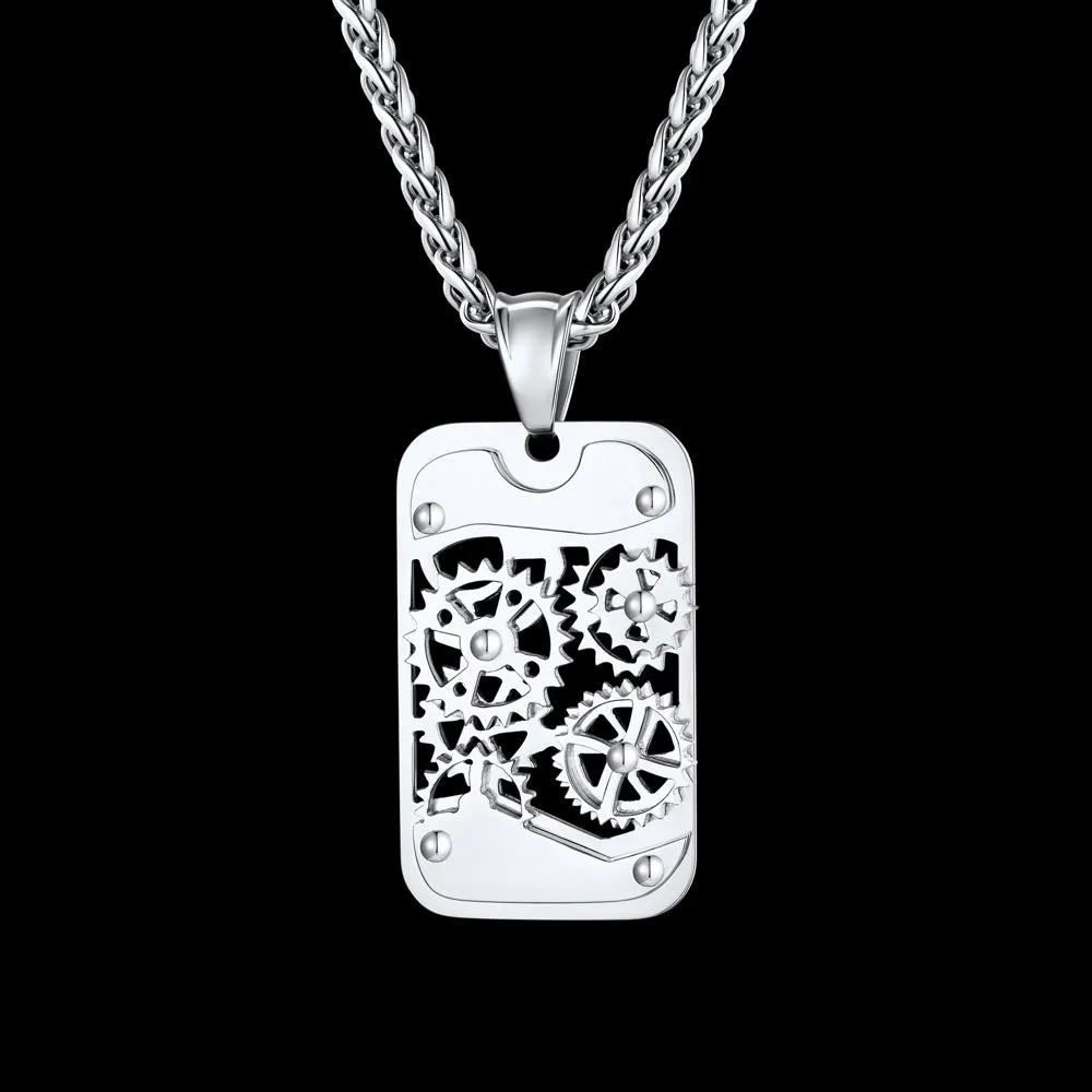 Hip Hop Military Army Gears Pendant Necklace for Men