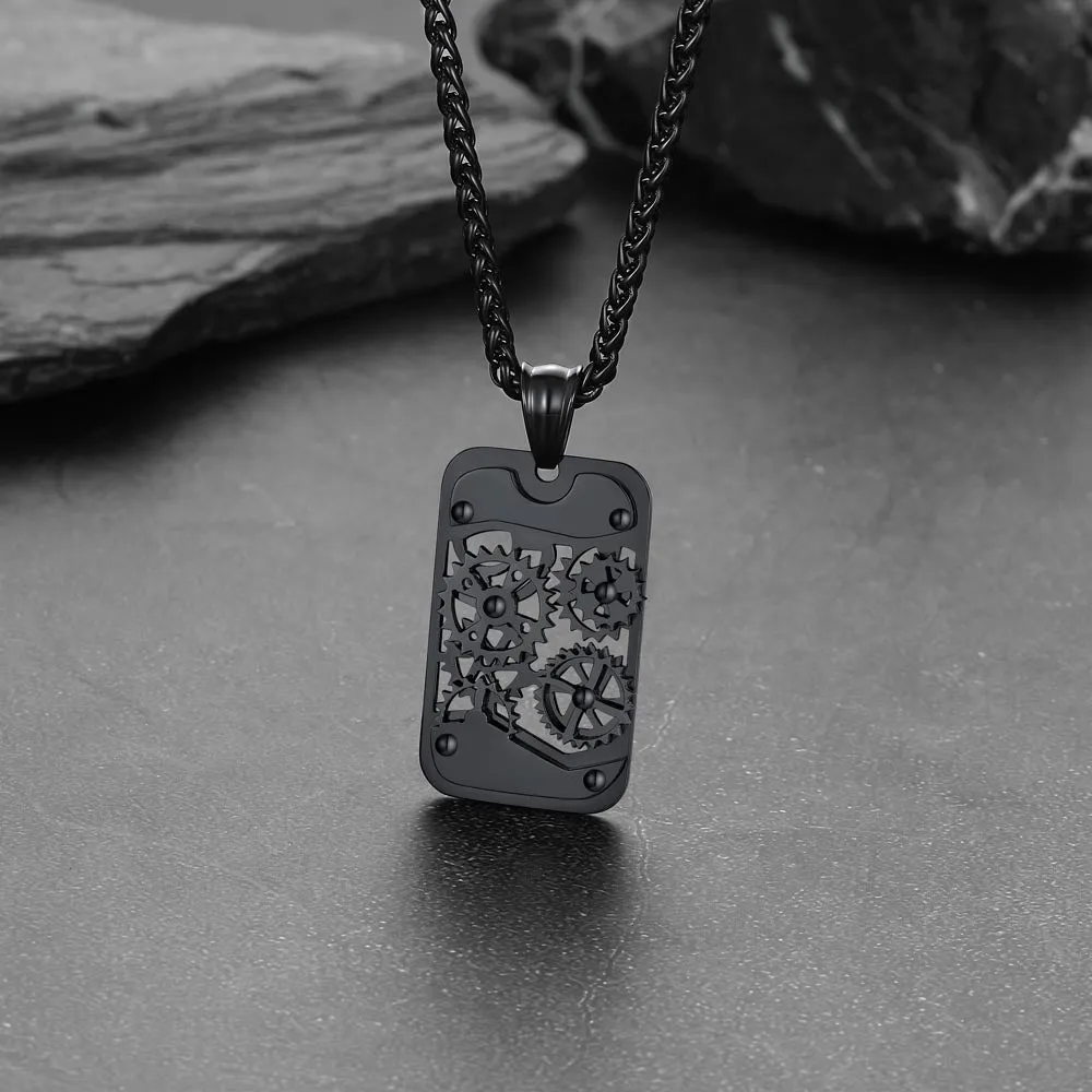 Hip Hop Military Army Gears Pendant Necklace for Men