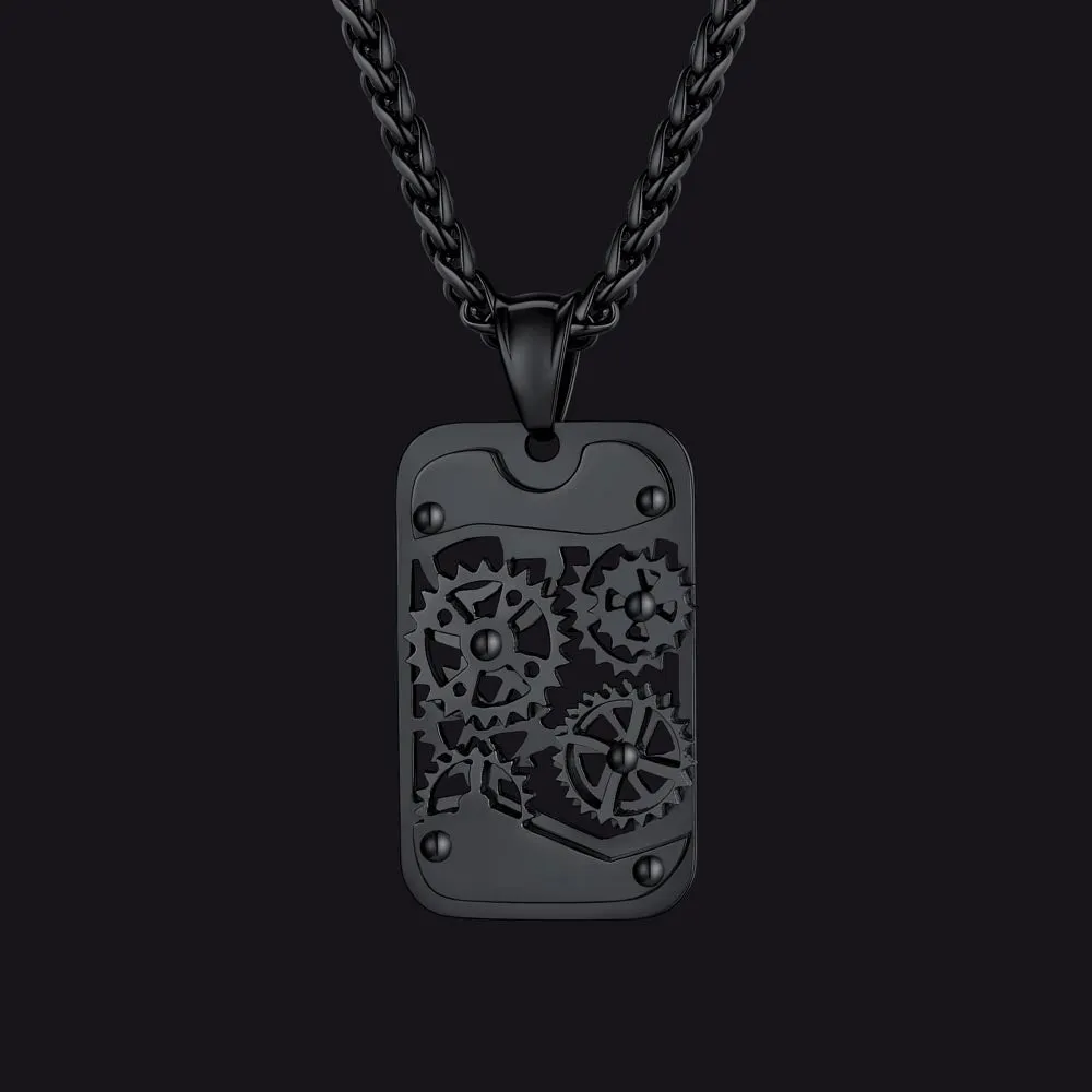 Hip Hop Military Army Gears Pendant Necklace for Men