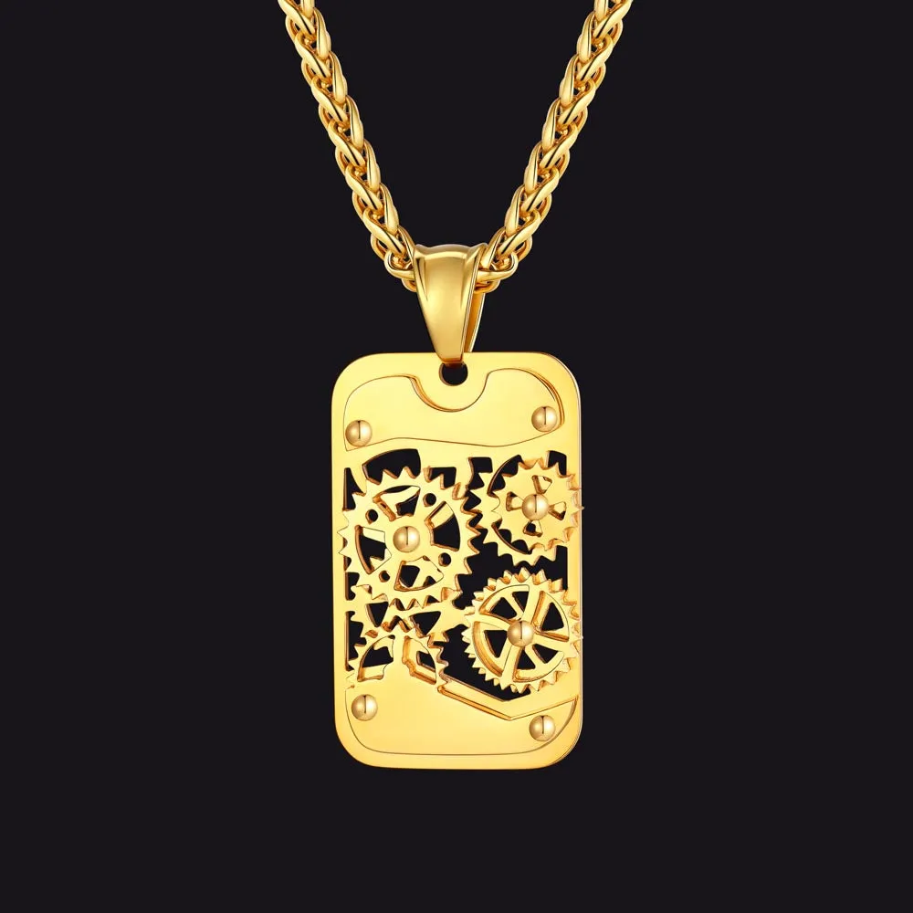 Hip Hop Military Army Gears Pendant Necklace for Men