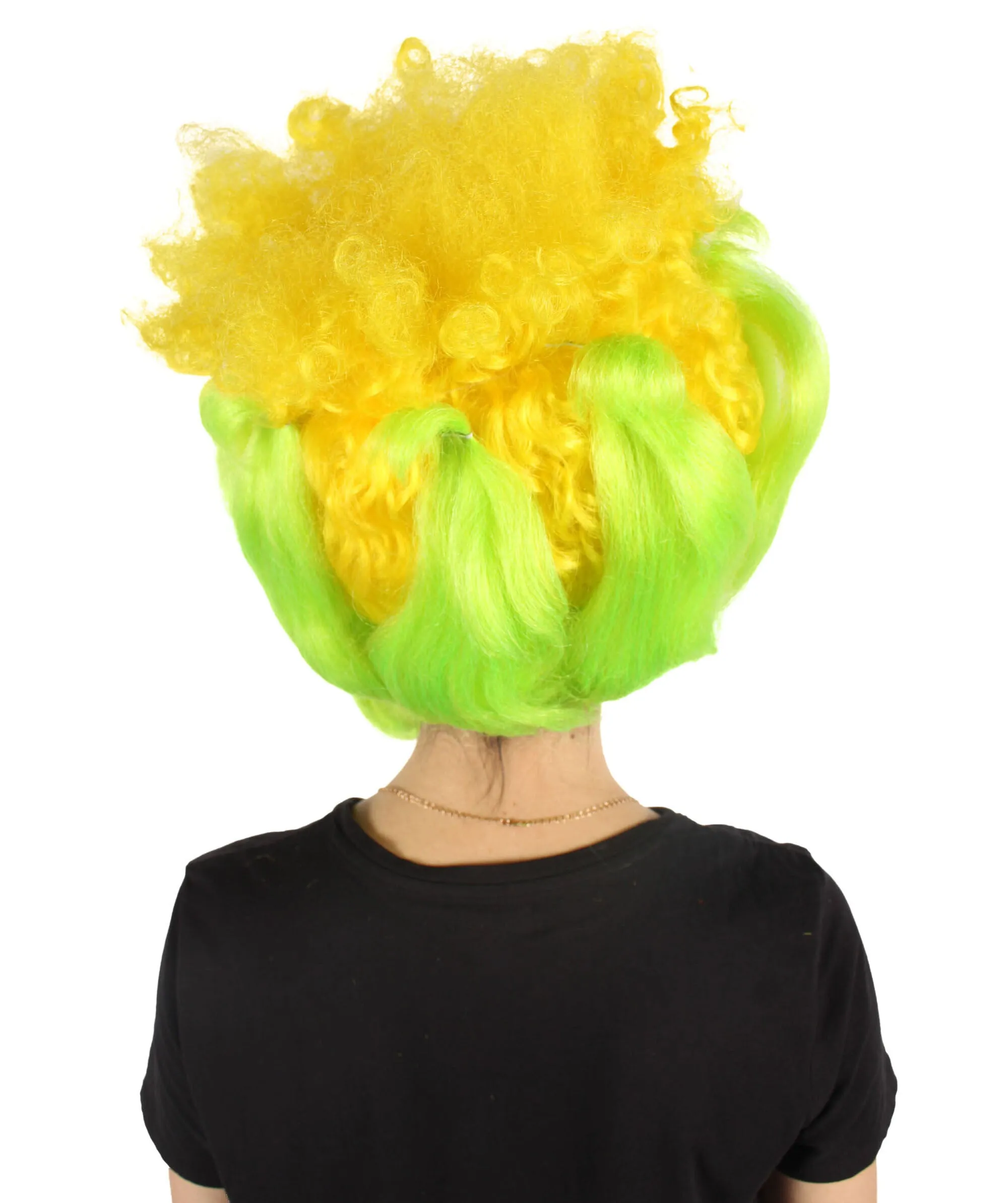 HPO Adult Women's Yellow & Green Corn Shape Beehive Wig | Cosplay Wig | Flame-retardant Synthetic Fiber