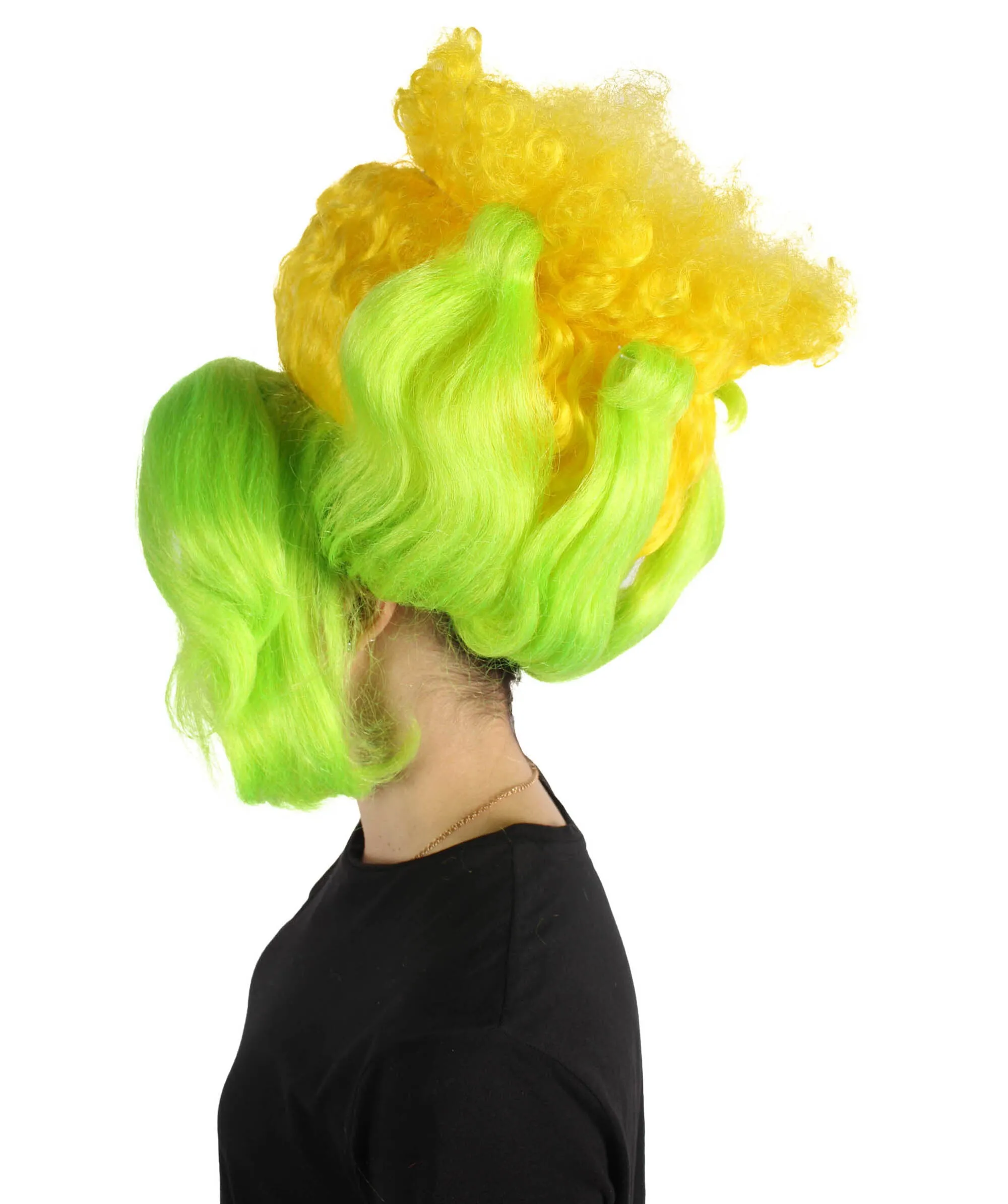 HPO Adult Women's Yellow & Green Corn Shape Beehive Wig | Cosplay Wig | Flame-retardant Synthetic Fiber