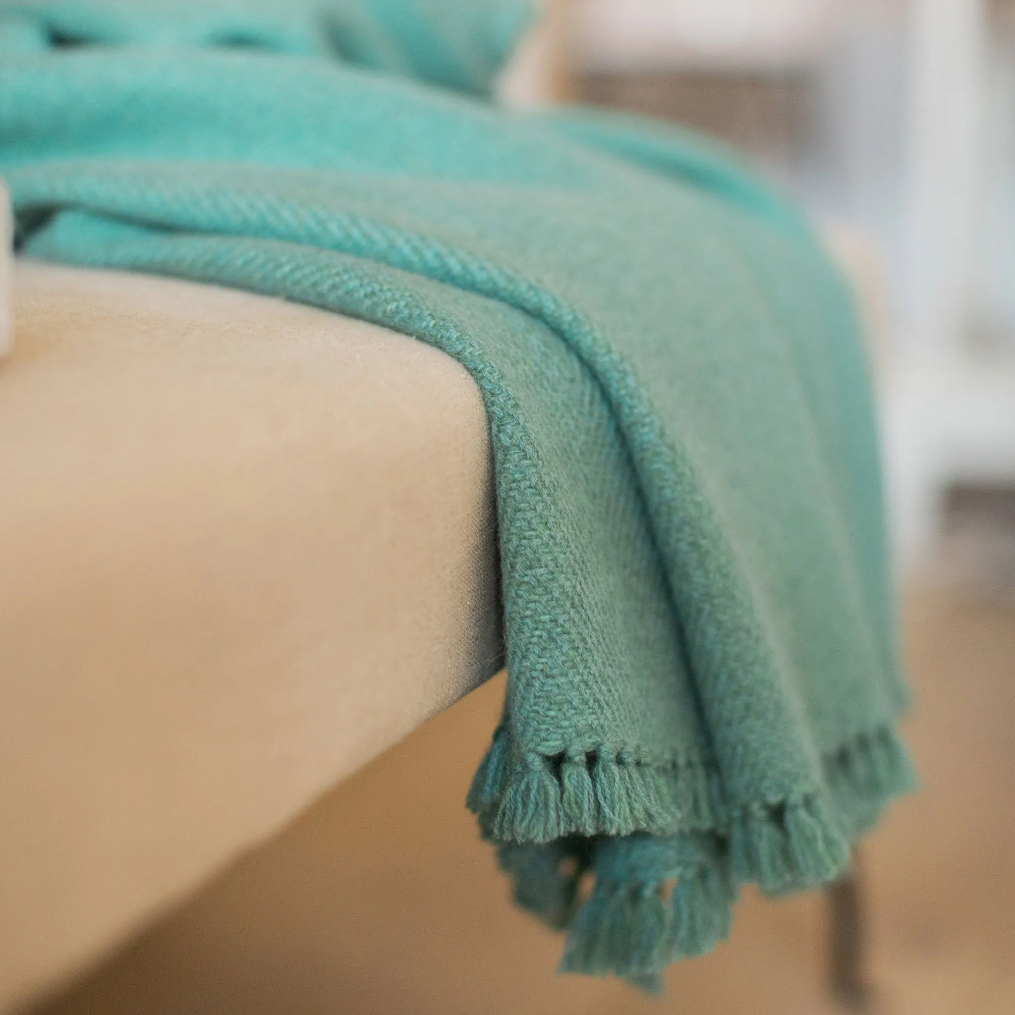 Kelp Green Handwoven Cashmere Throw