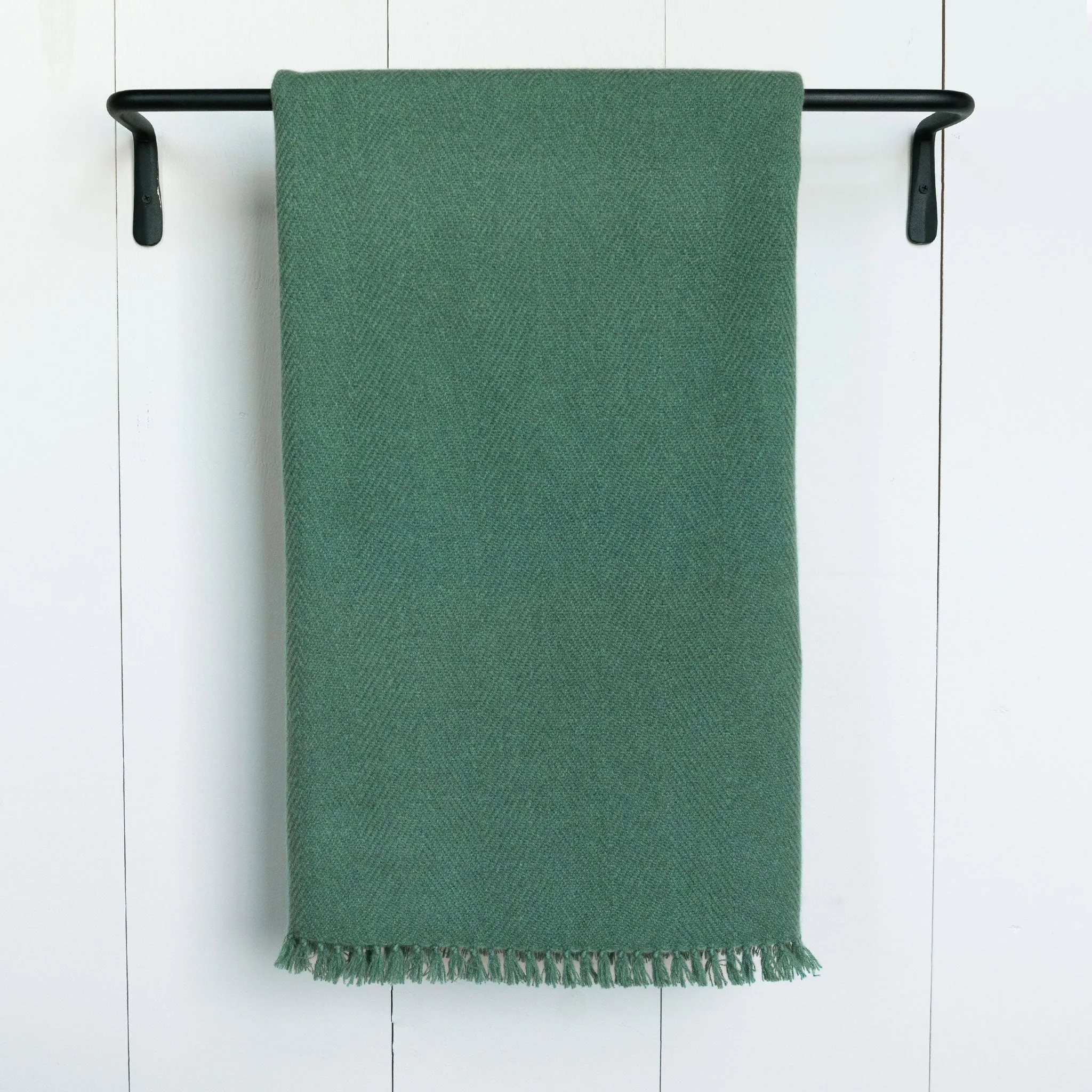 Kelp Green Handwoven Cashmere Throw