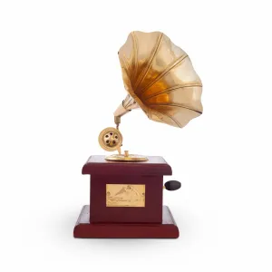 La Grace Brass Antique Handcrafted Gramophone Showpiece, Musical Miniature Dummy, Desktop, Room, Table, Figurine, Living Room Decoration, Bedroom (Pack of 1)