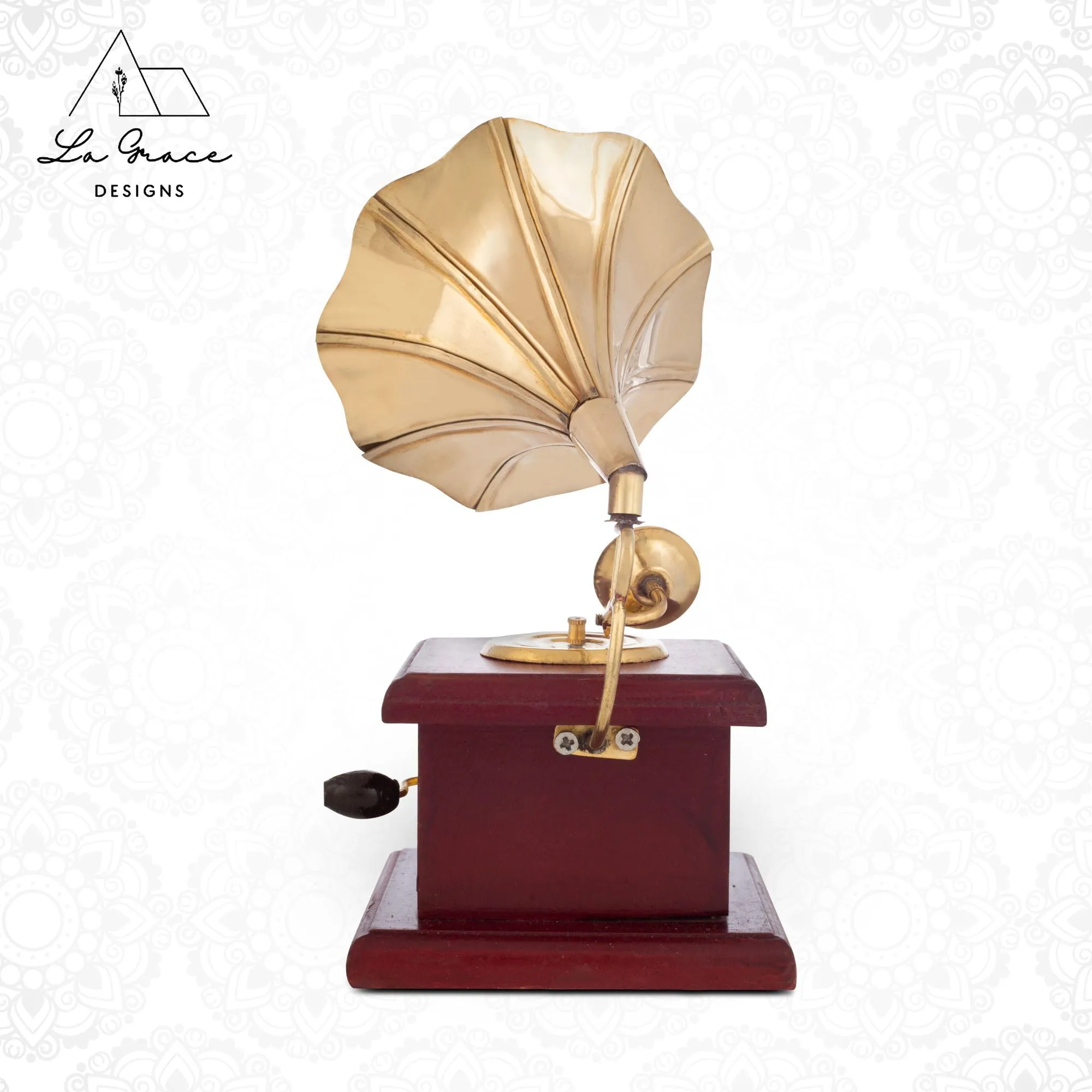 La Grace Brass Antique Handcrafted Gramophone Showpiece, Musical Miniature Dummy, Desktop, Room, Table, Figurine, Living Room Decoration, Bedroom (Pack of 1)