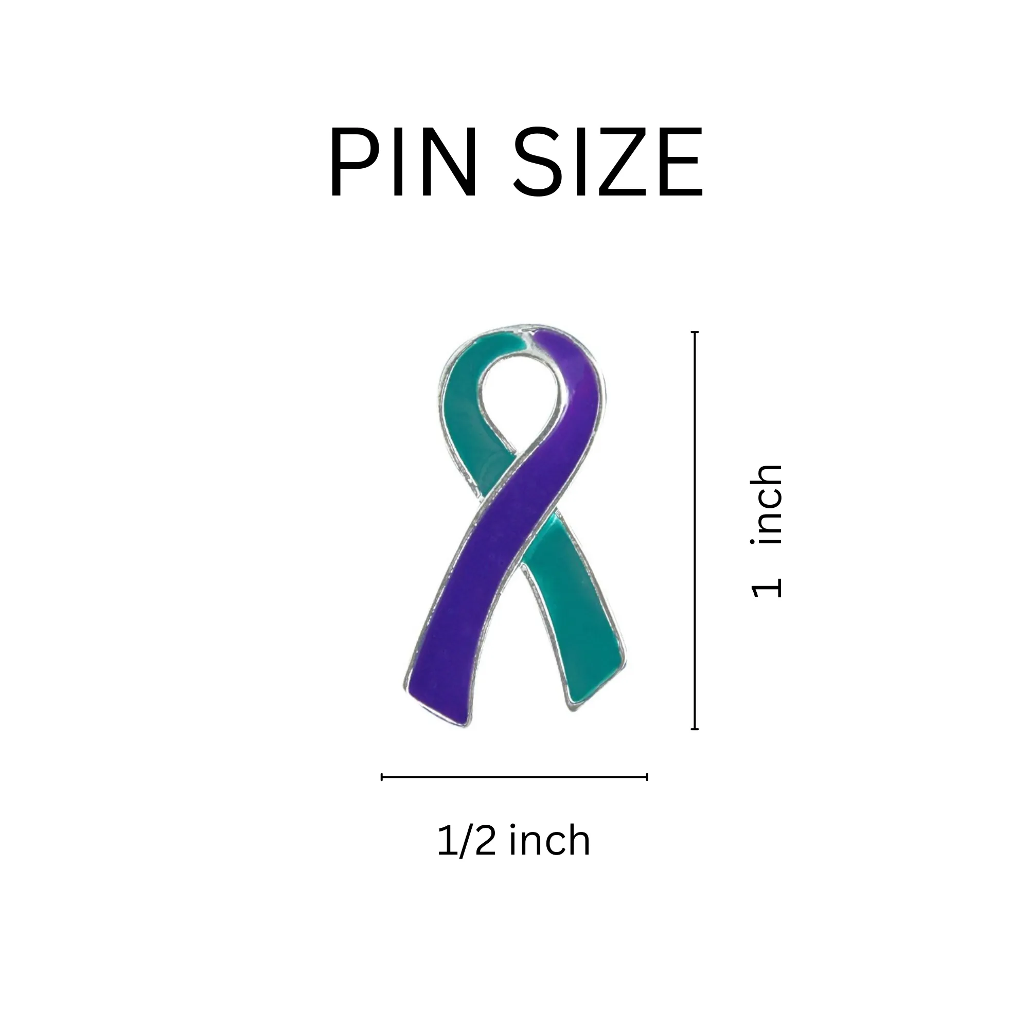 Large Flat Teal & Purple Ribbon Pins