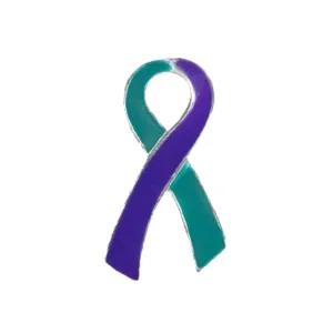 Large Flat Teal & Purple Ribbon Pins