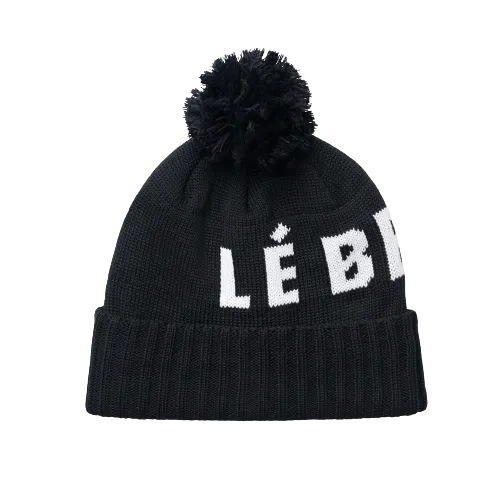 LeBent Logo Pom Pom Beanie Black