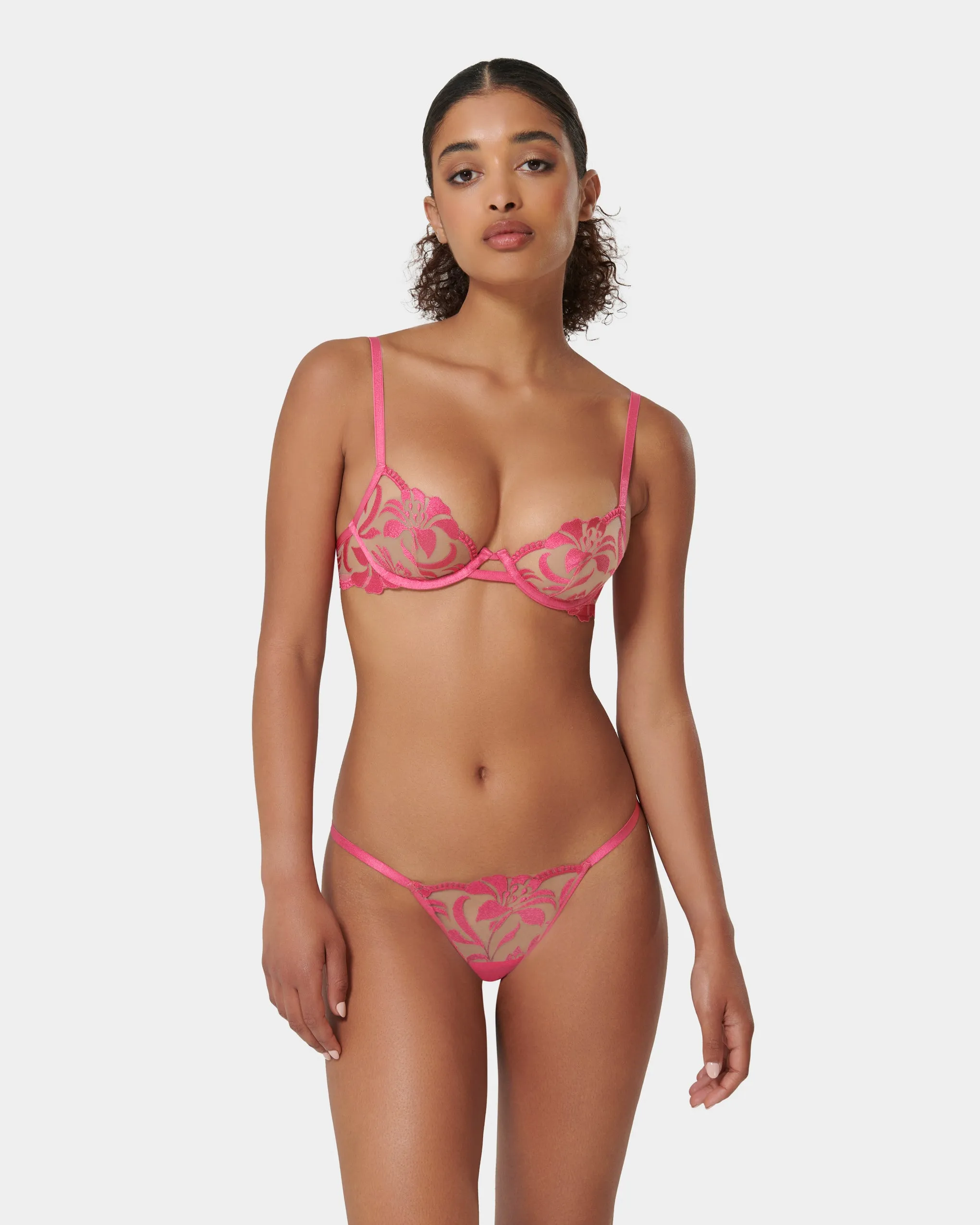 Leonora Thong Fuchsia Pink/Sheer