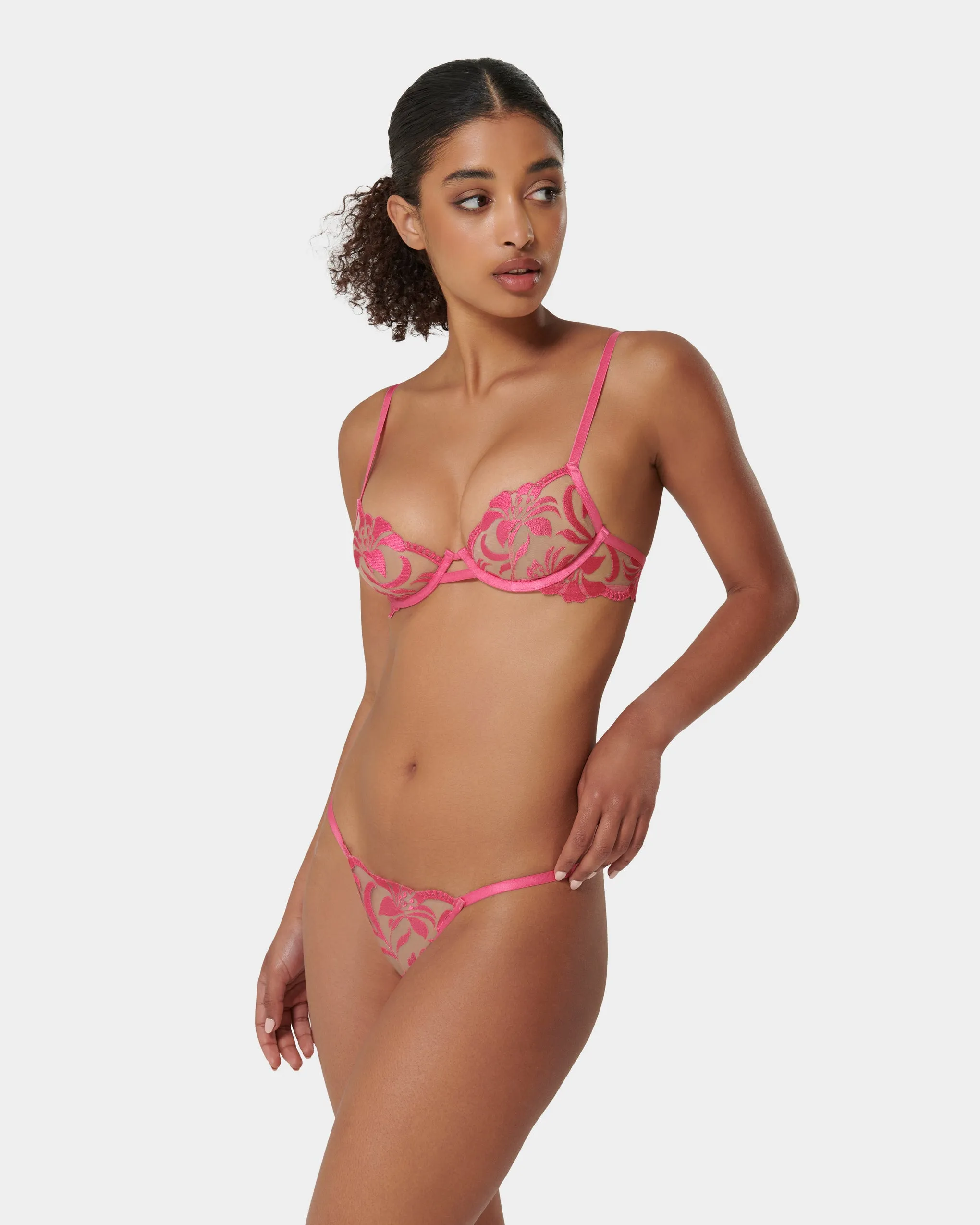 Leonora Thong Fuchsia Pink/Sheer