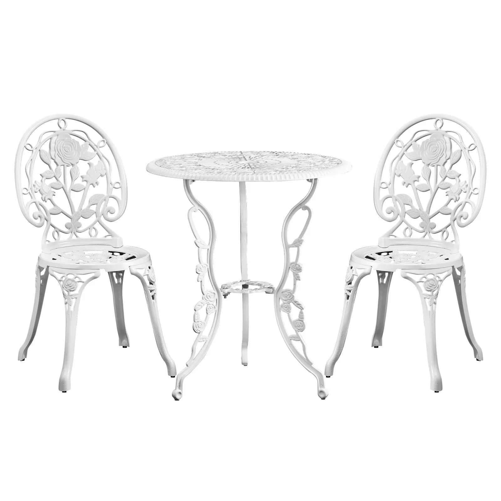 Livsip Outdoor Setting 3 Piece Bistro Chairs Table Set Cast Aluminum Patio Rose