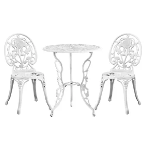 Livsip Outdoor Setting 3 Piece Bistro Chairs Table Set Cast Aluminum Patio Rose