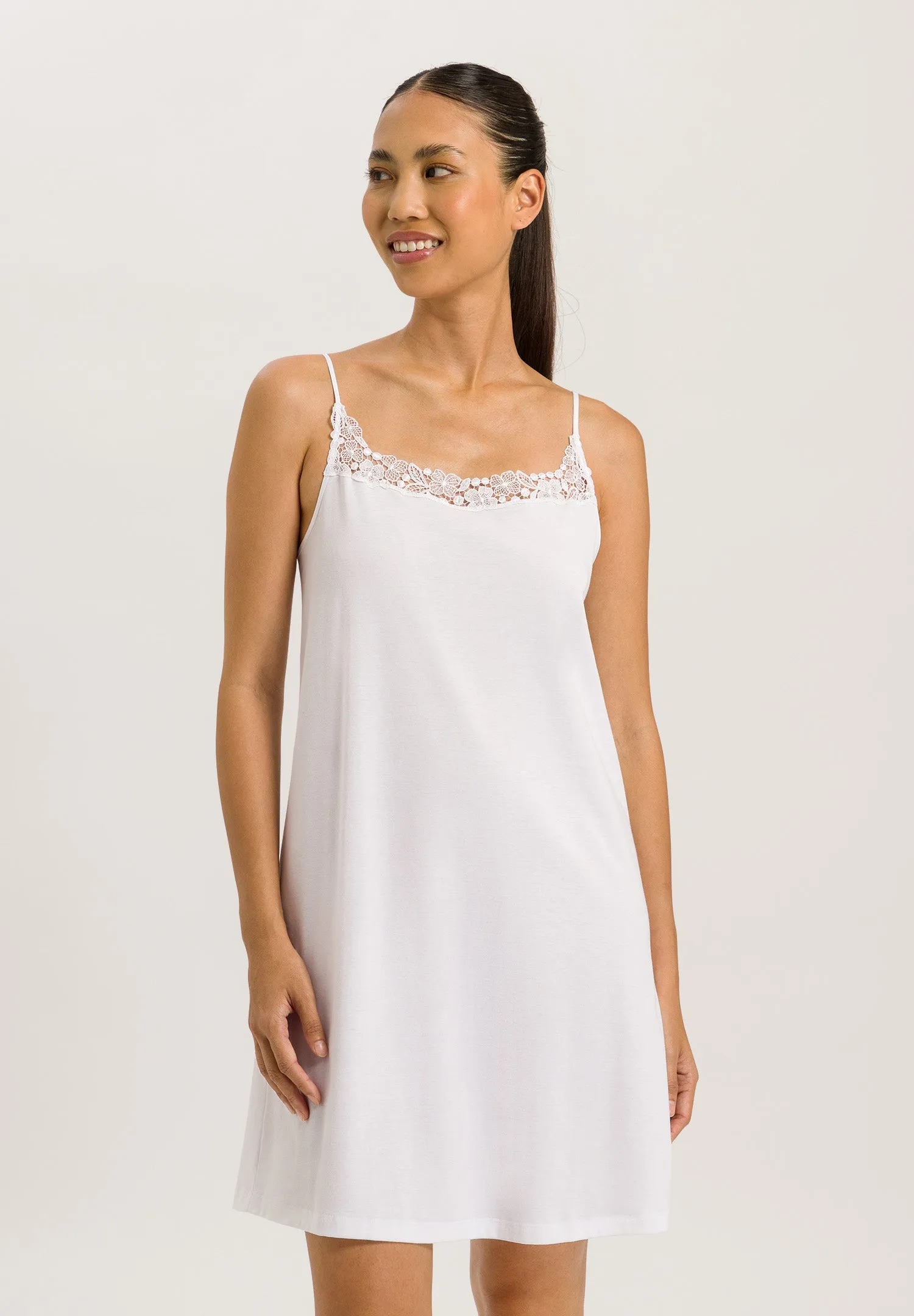 Michelle Supima Cotton Lace Trim Chemise | White 74942-101