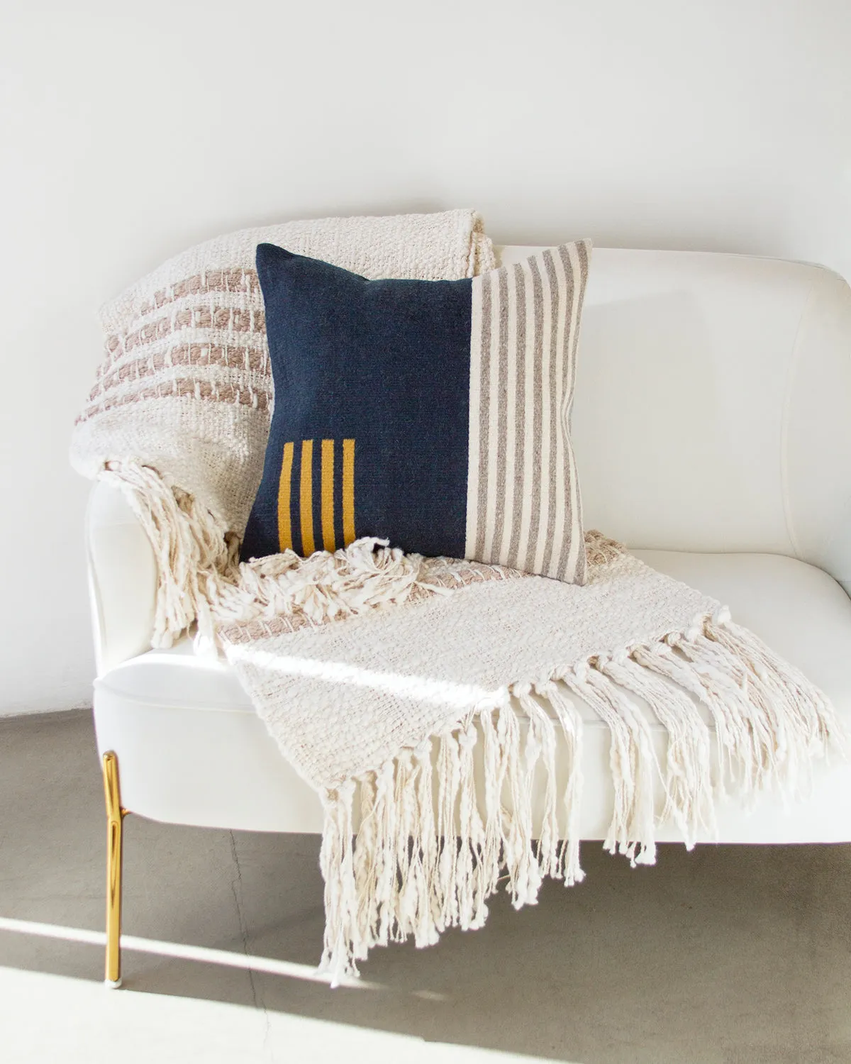 Miel White Cotton Throw Blanket