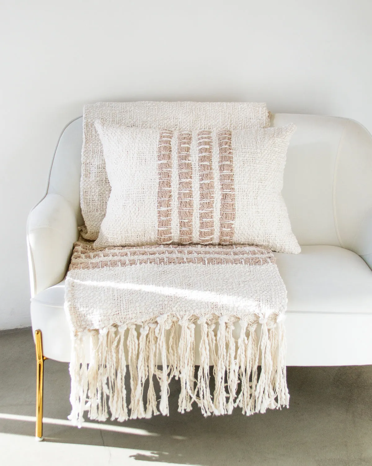 Miel White Cotton Throw Blanket