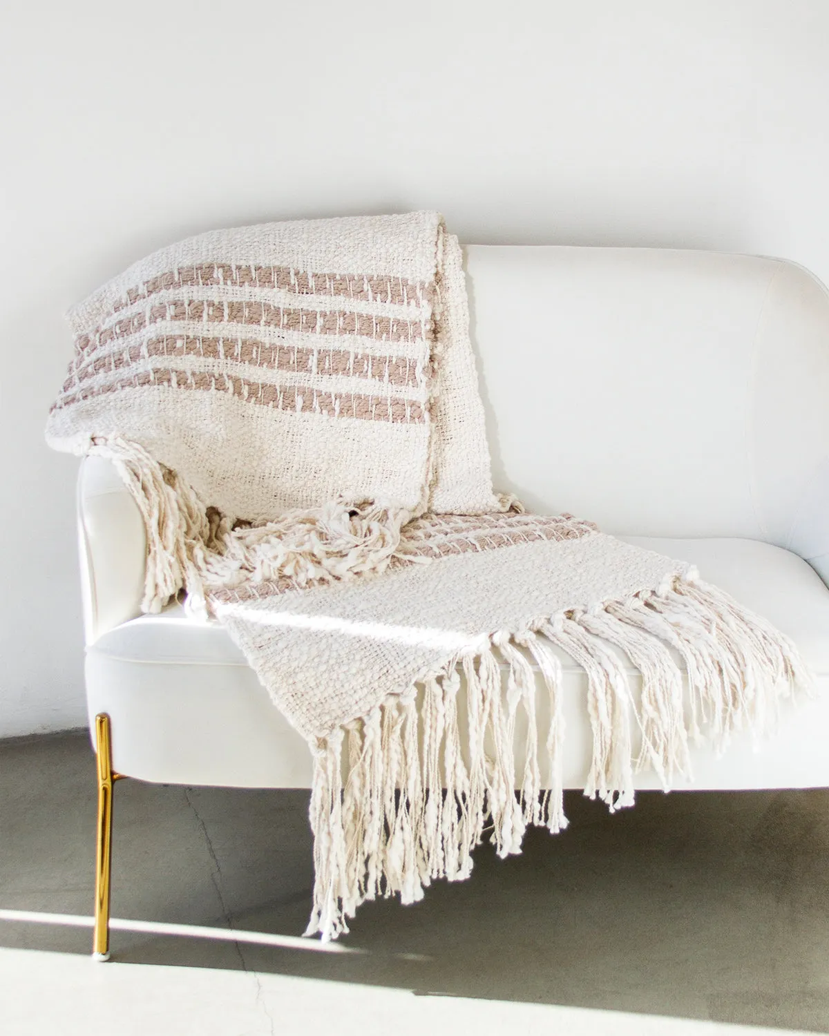 Miel White Cotton Throw Blanket