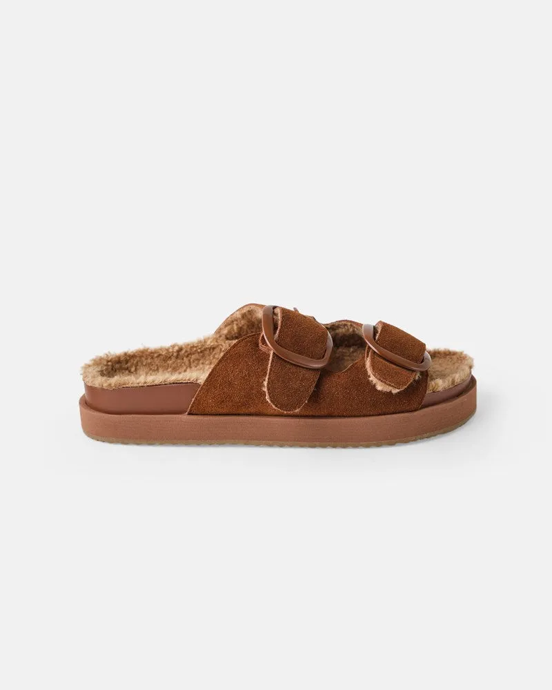 Milly Suede Slide - Chestnut