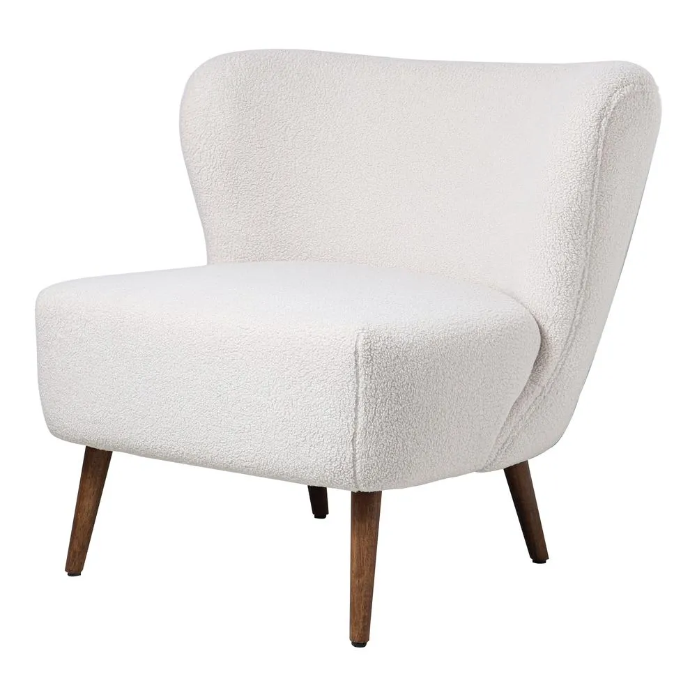 Modern Luxury Accent Chair Vegan Shearling Cream