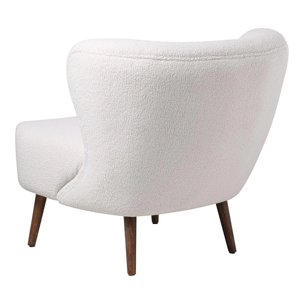 Modern Luxury Accent Chair Vegan Shearling Cream