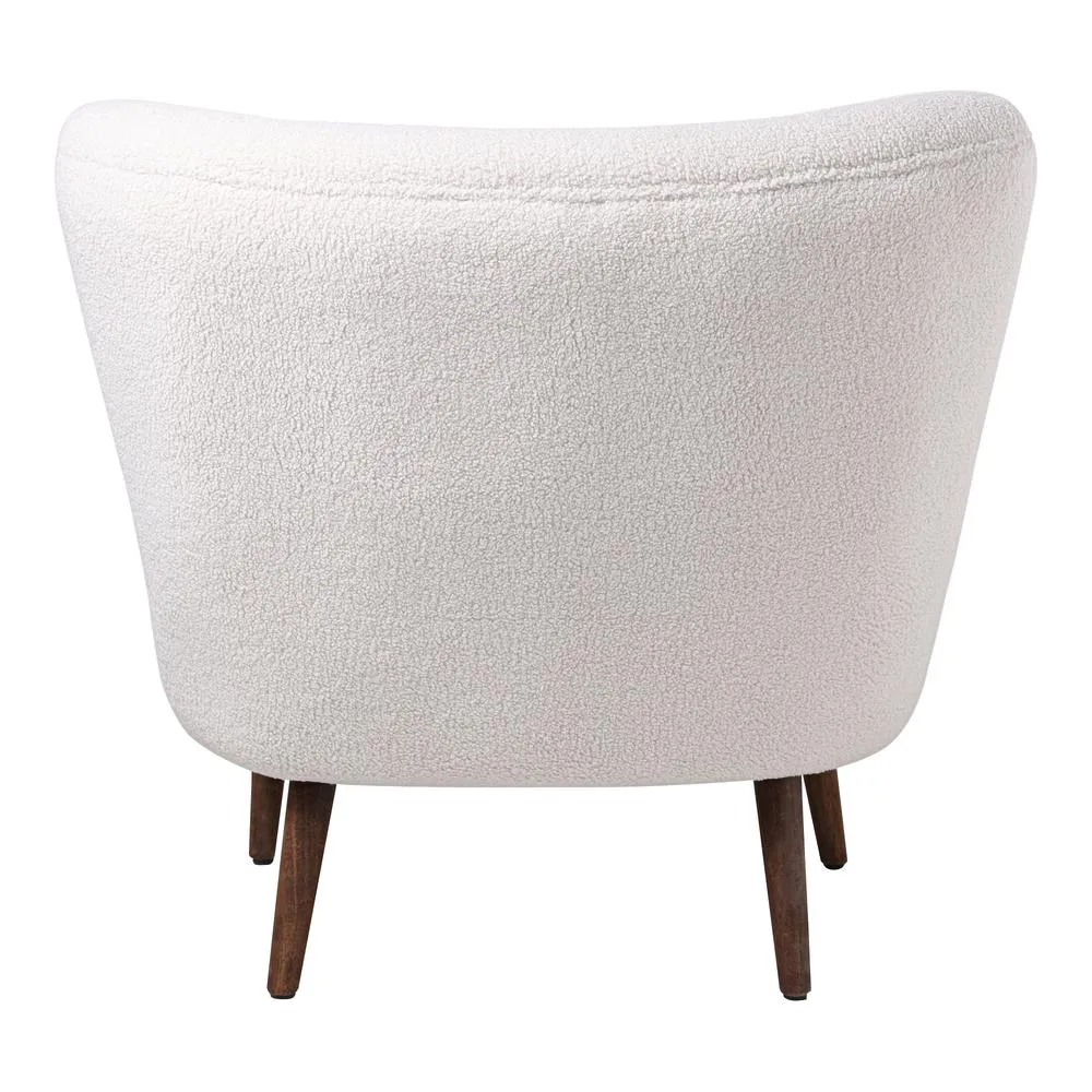 Modern Luxury Accent Chair Vegan Shearling Cream