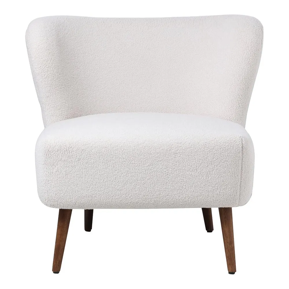 Modern Luxury Accent Chair Vegan Shearling Cream