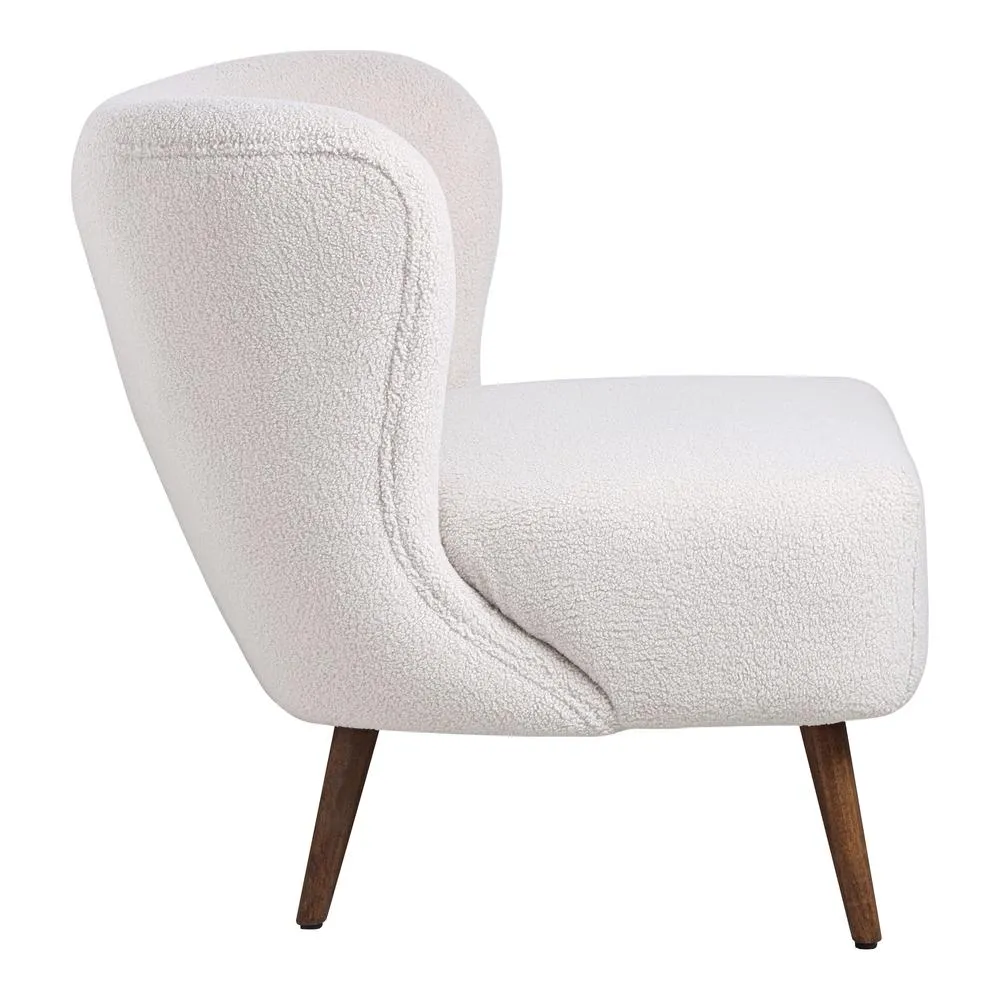 Modern Luxury Accent Chair Vegan Shearling Cream