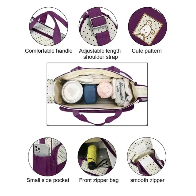 MumStyle 5-in-1 Multi-Function Diaper Bag - Large Capacity Mommy Tote