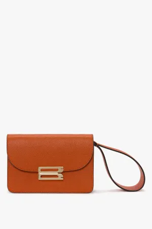 Nano Dorian Wristlet In Burnt Orange Grained Leather