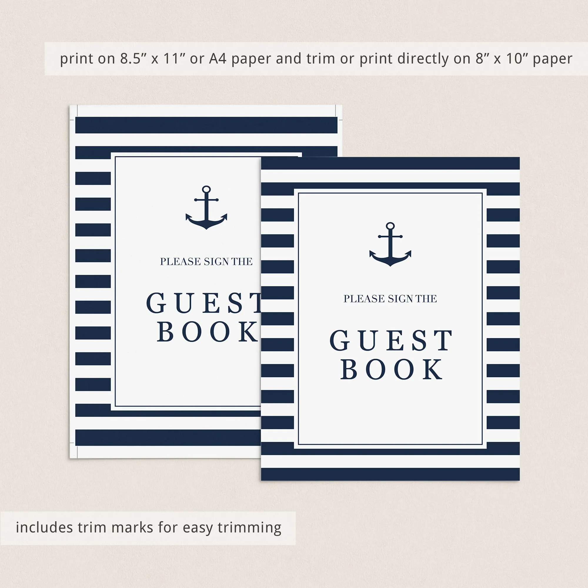 Nautical GuestBook Table Sign Printable