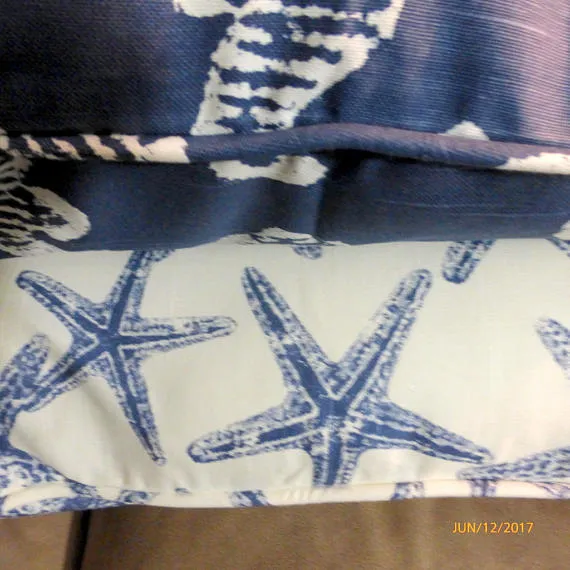 Nautical Pillow covers Set of 4 in Navy Blue and White , Premier Prints designer fabric, corded edge