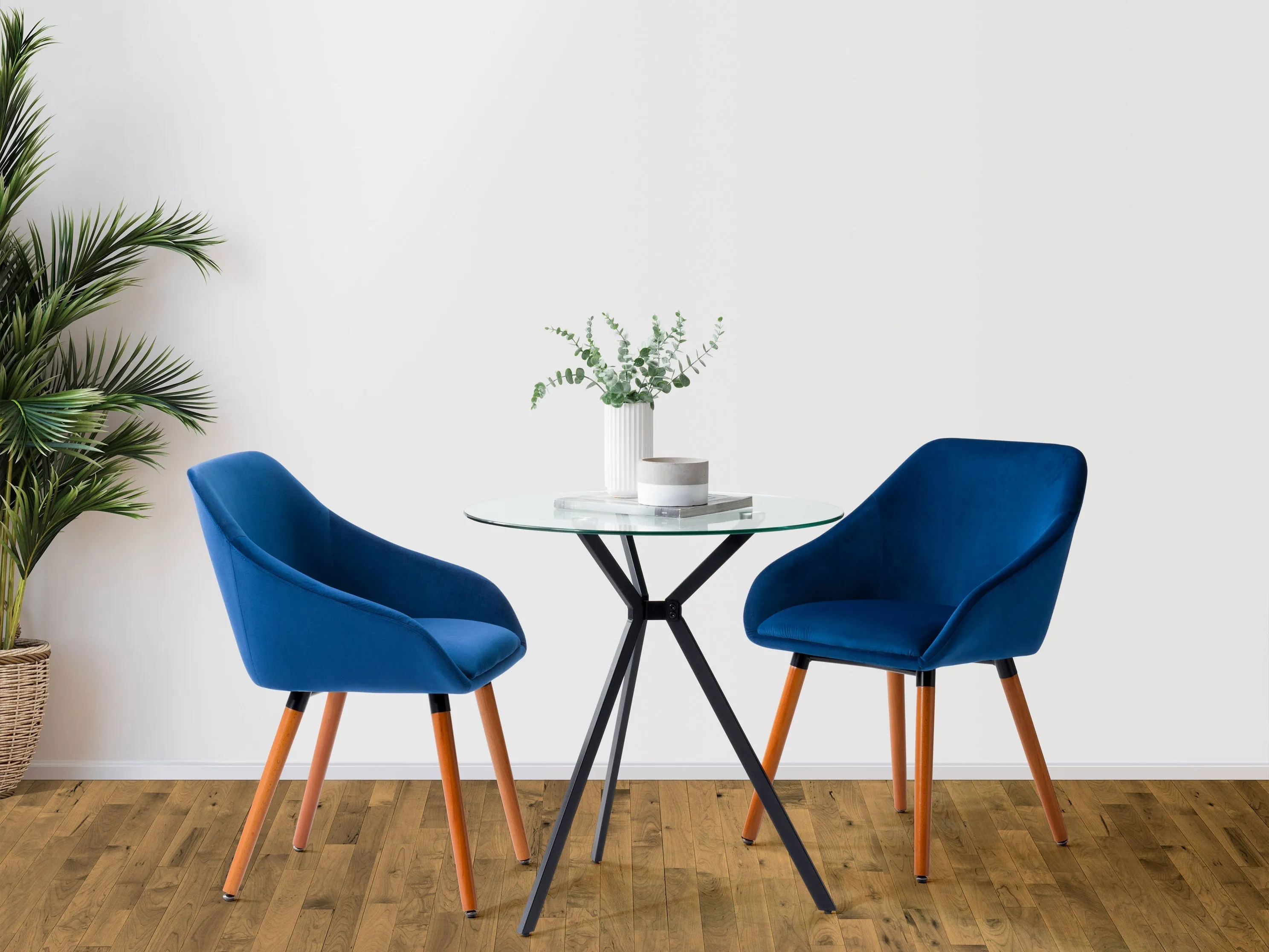 Navy Blue Velvet Dining Chairs, Set of 2