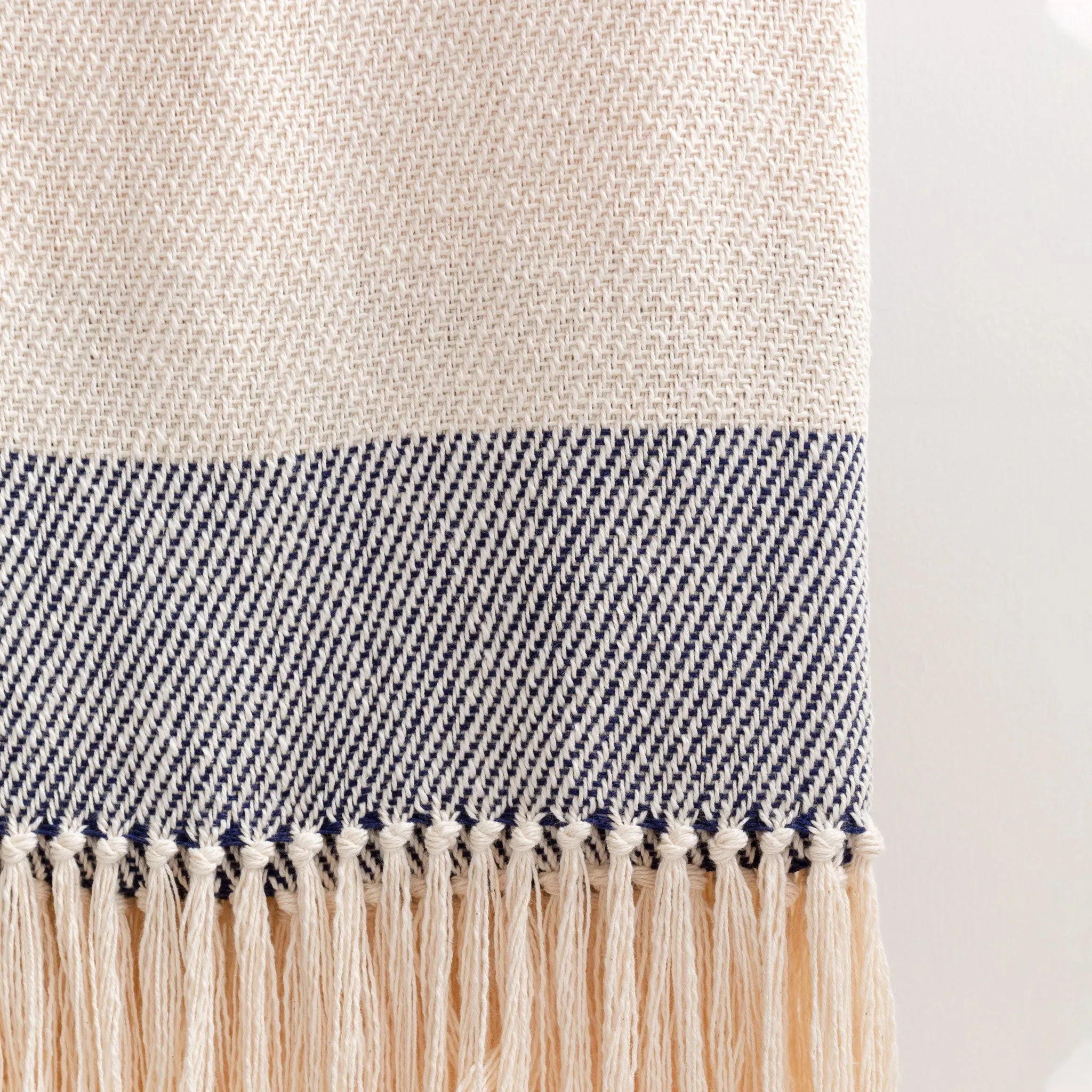 Navy Cabana Stripe Handwoven Cotton Throw