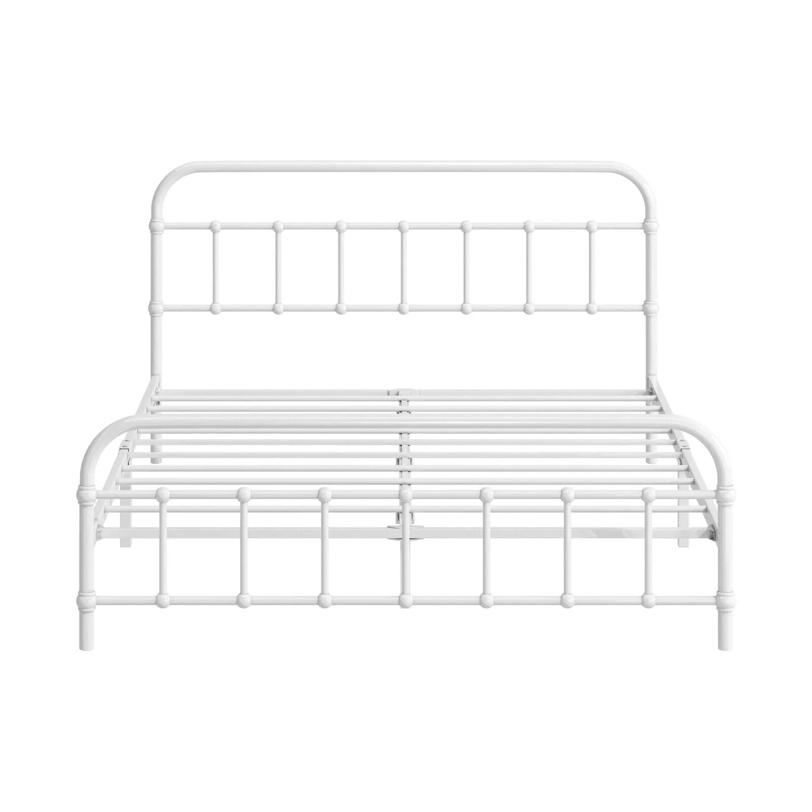 Oikiture Bed Frame Metal Bed Base Double Size Bed Platform White