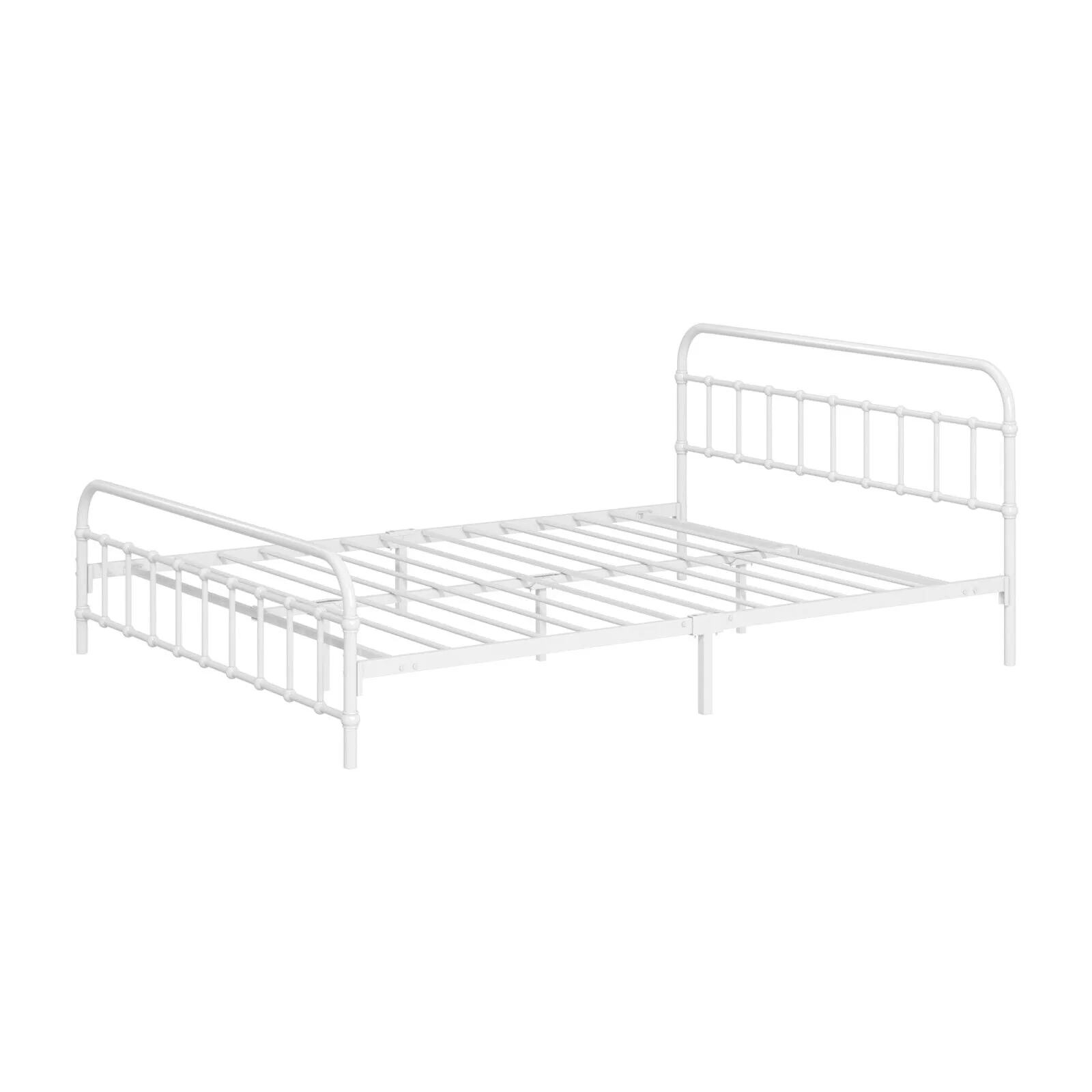 Oikiture Bed Frame Metal Bed Base Queen Size Bed Platform White