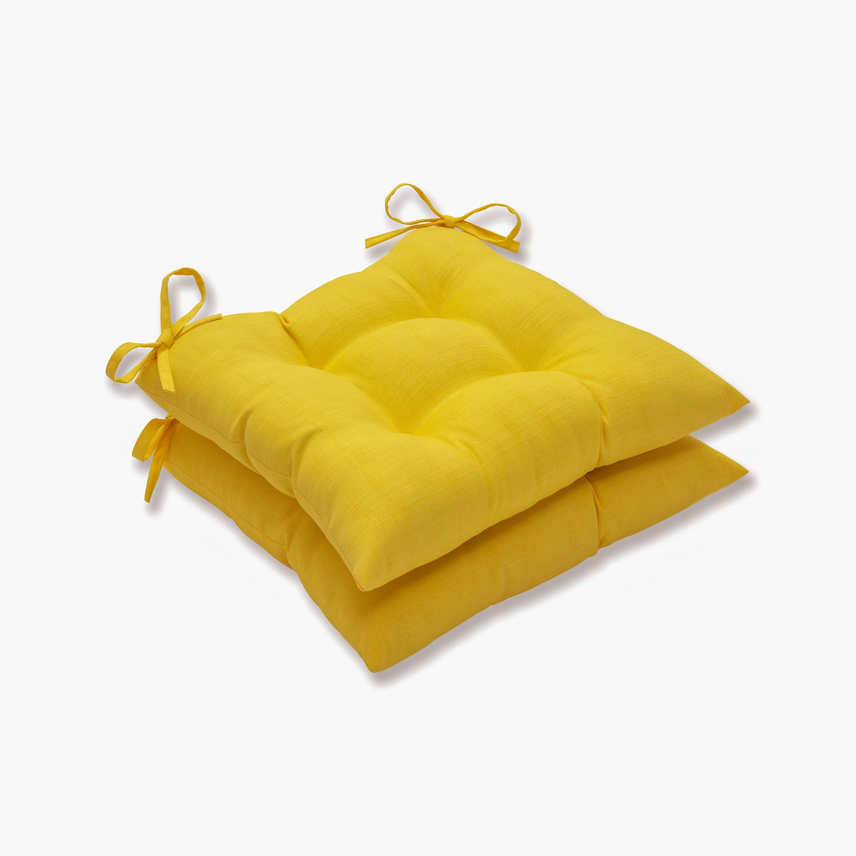 Outdoor/Indoor Fresco Solids Yellow Tufted Seat Cushions