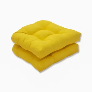 Outdoor/Indoor Fresco Solids Yellow Wicker Seat Cushion (Set of 2)