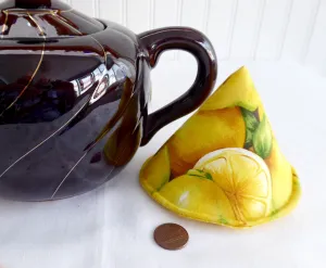 Padded Lid Knob Holder Lemons Teapot Lid Holder Yellow Ditzy Floral Inside