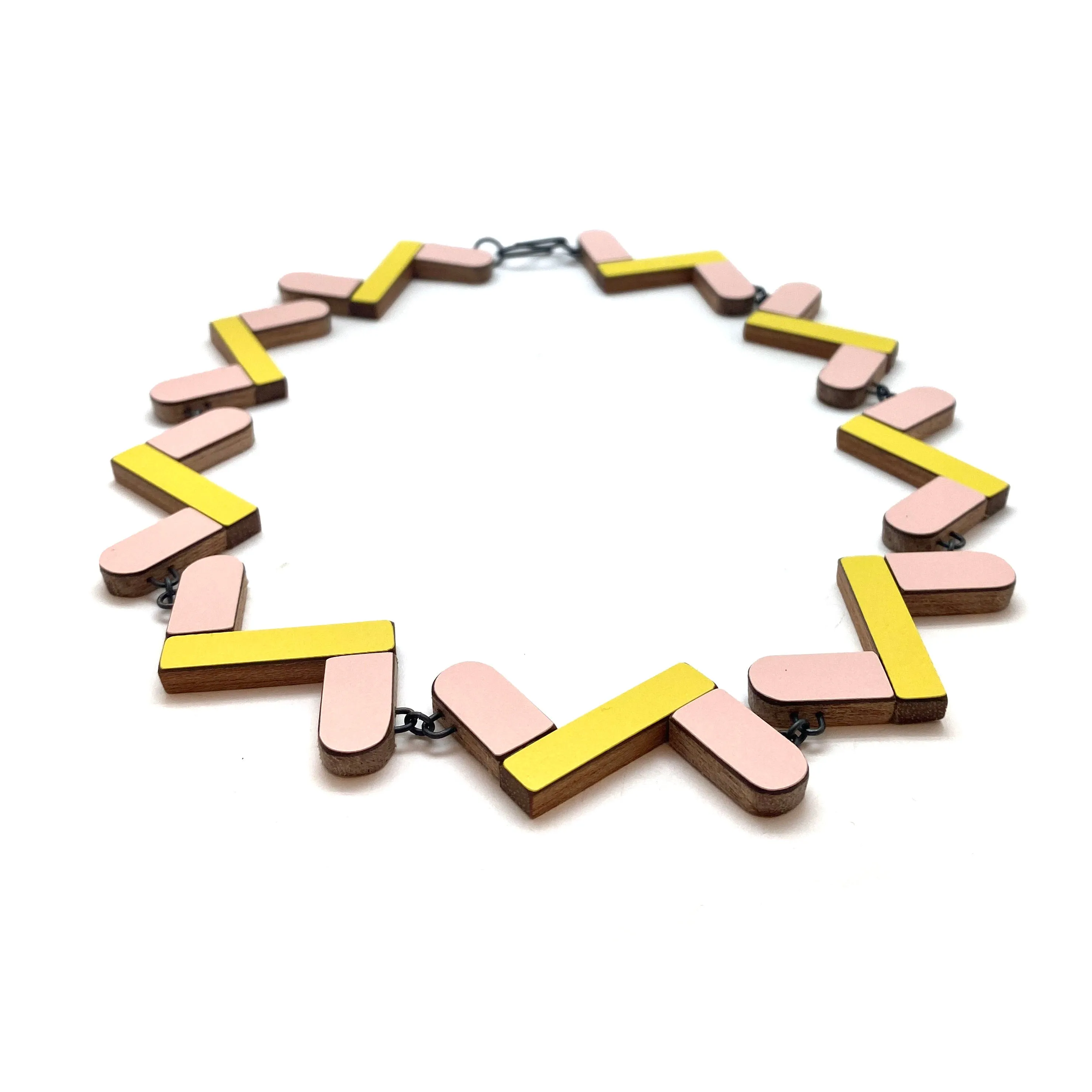 Pink and Yellow Geometric Necklace