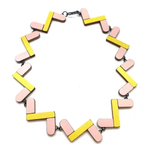 Pink and Yellow Geometric Necklace