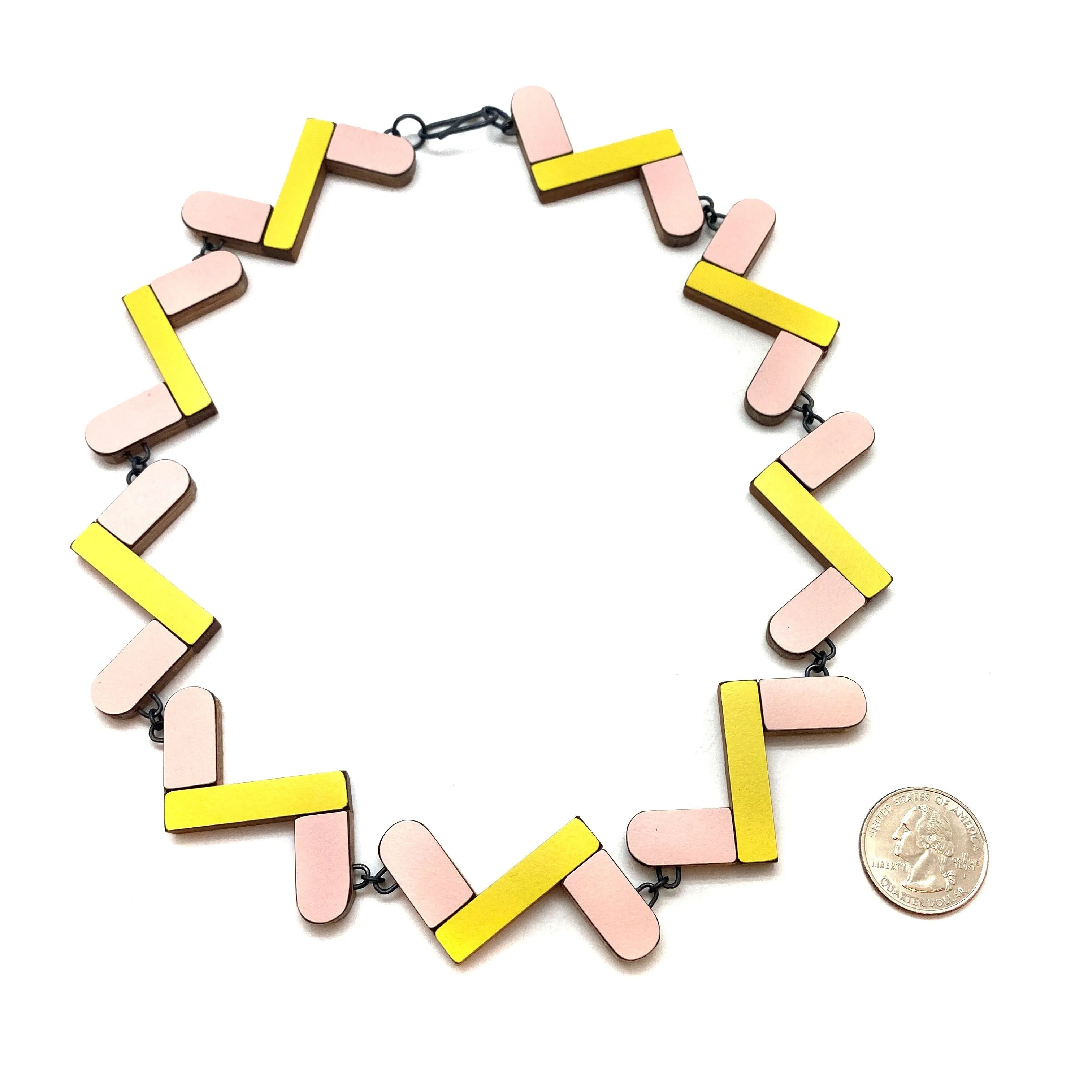 Pink and Yellow Geometric Necklace