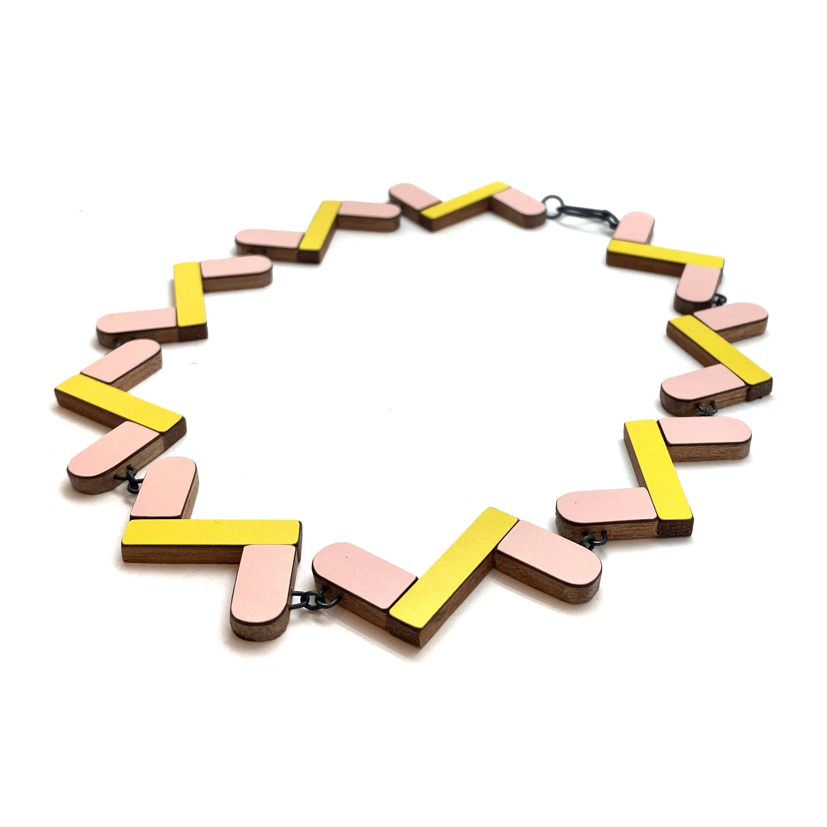 Pink and Yellow Geometric Necklace