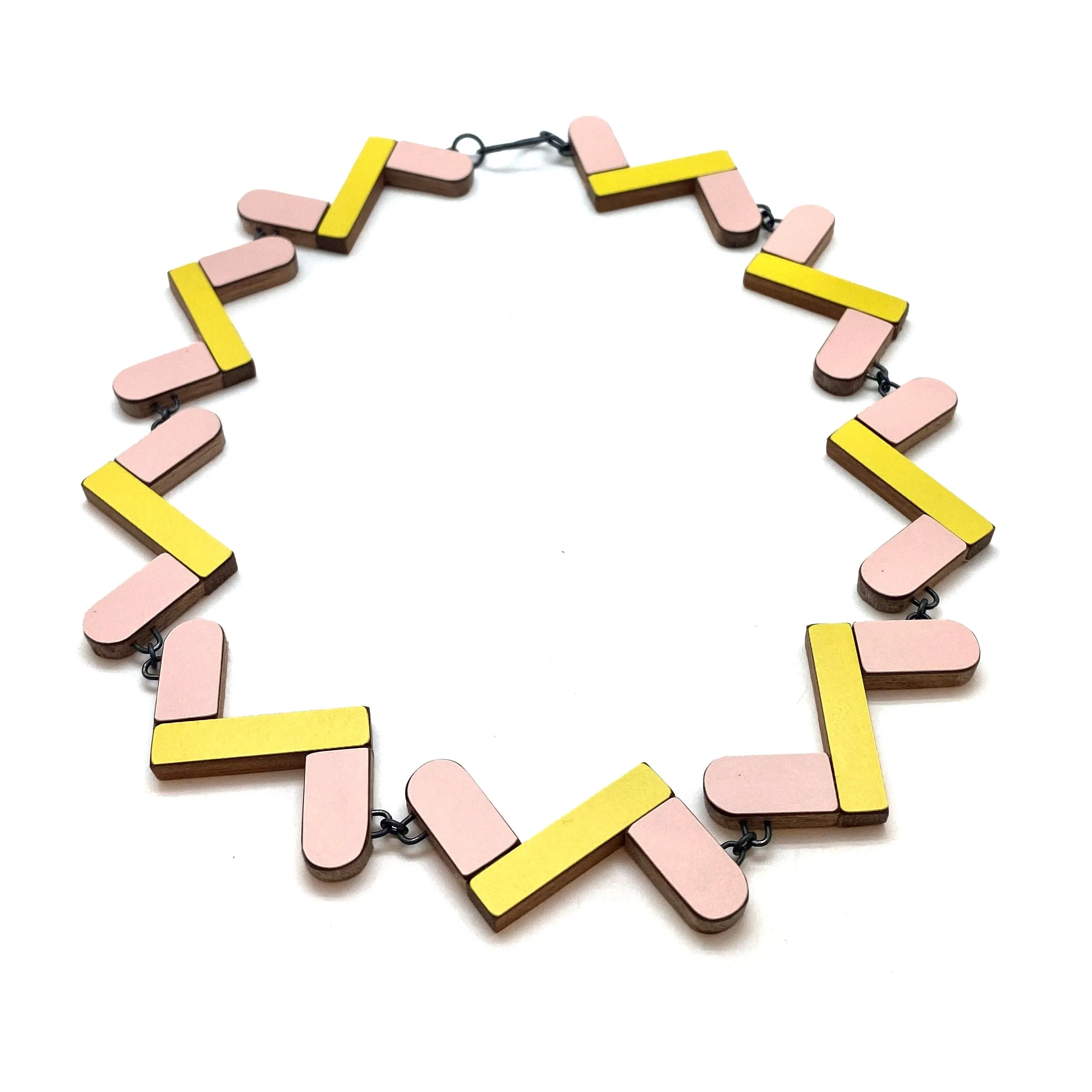 Pink and Yellow Geometric Necklace