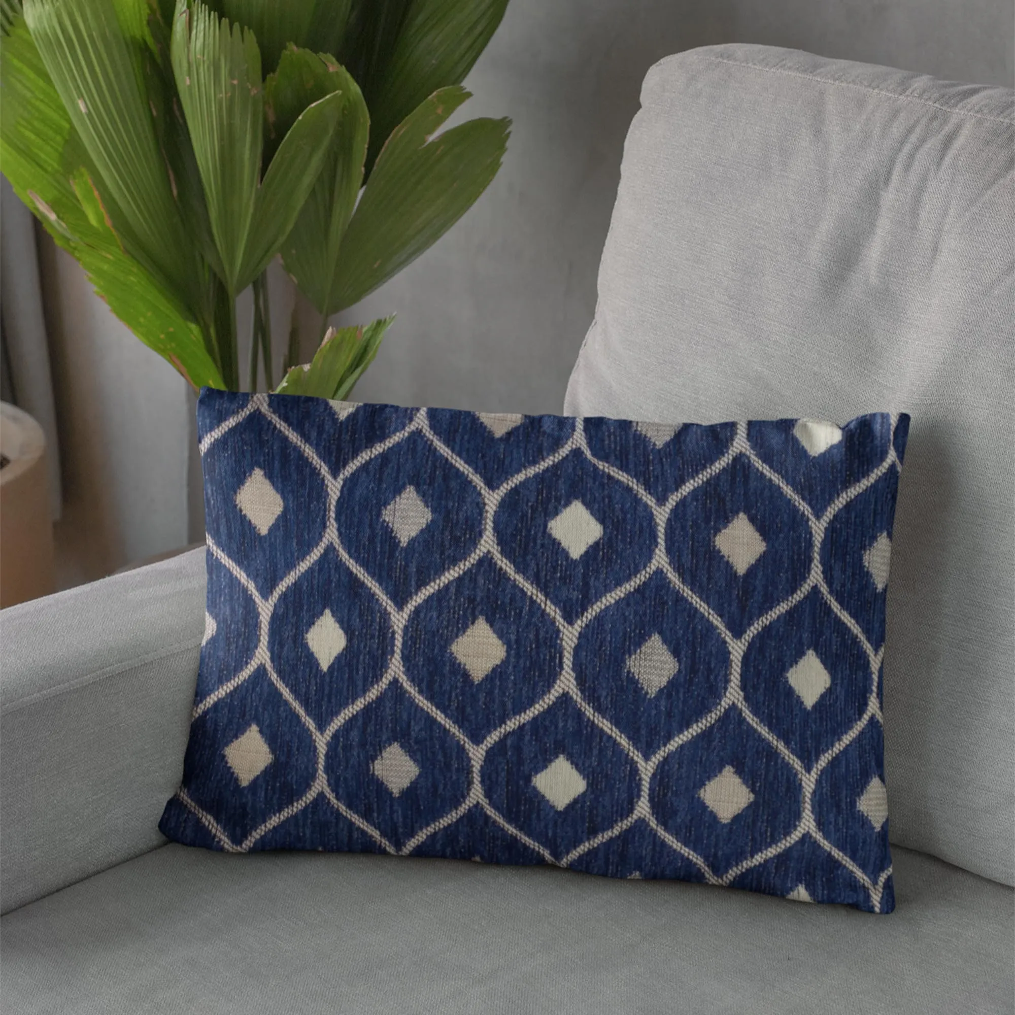 Plutus Navy Beige Nautical Dot Dots Luxury Throw Pillow